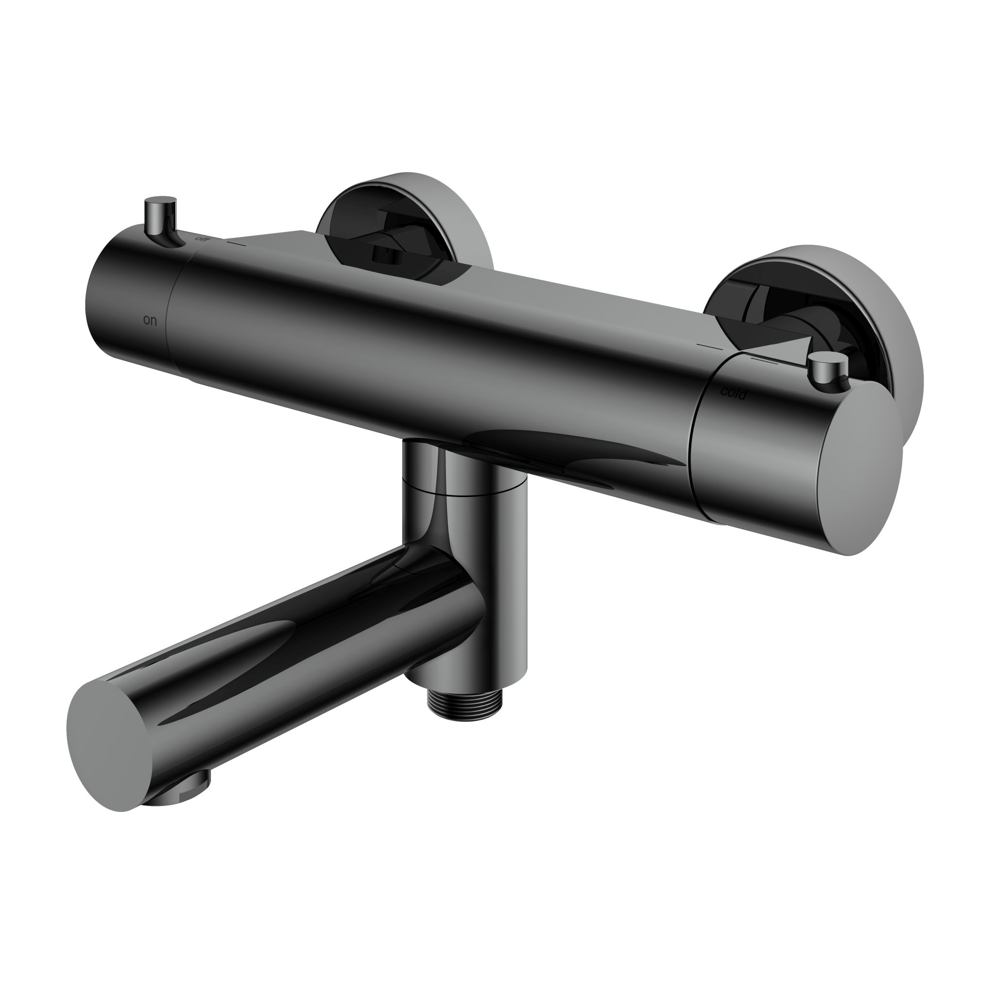 Hotbath Buddy Opbouw Badthermostaatkraan Met Uitloop Zwart Chroom