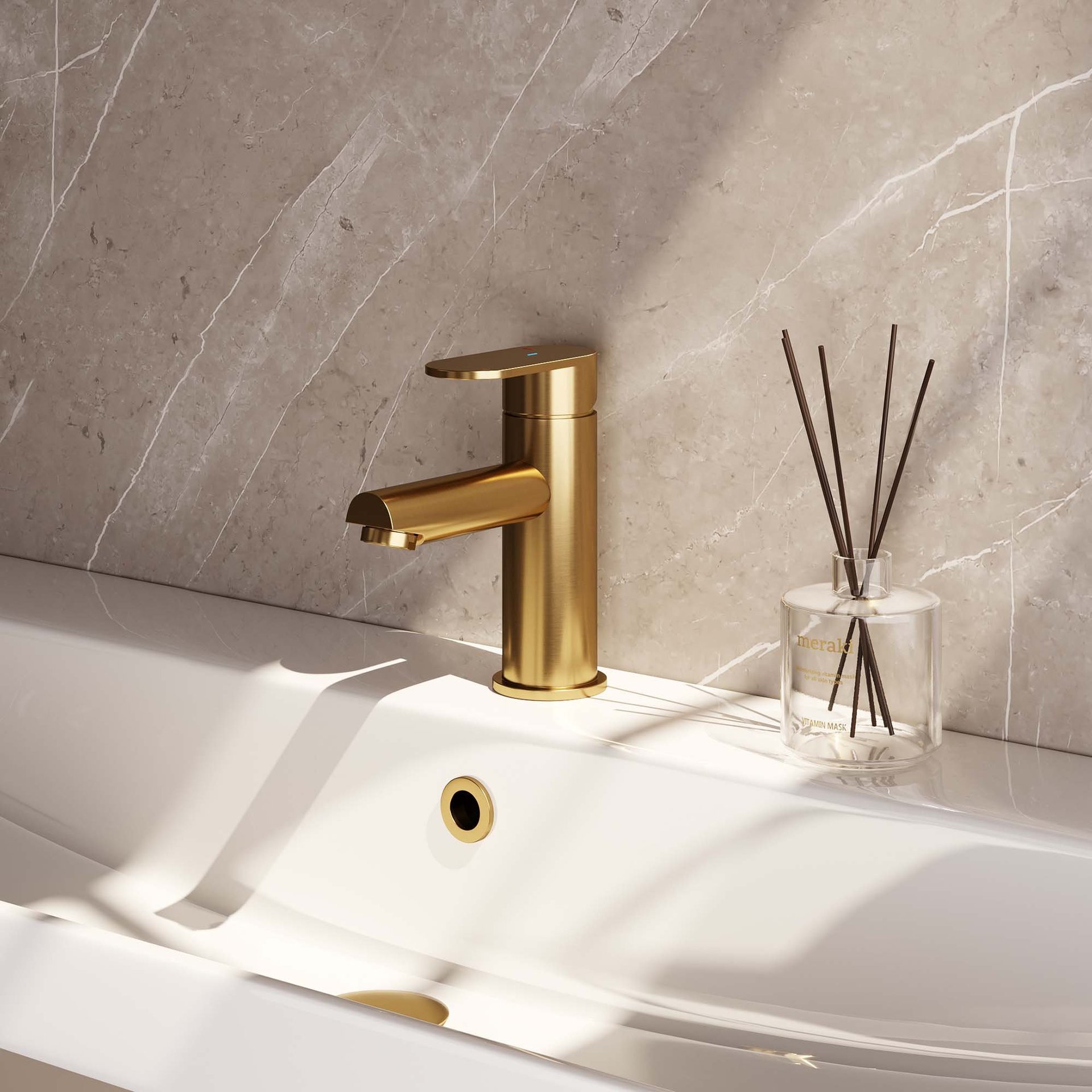 BRAUER Gold Edition lage opbouw wastafelmengkraan model C goud geborsteld PVD