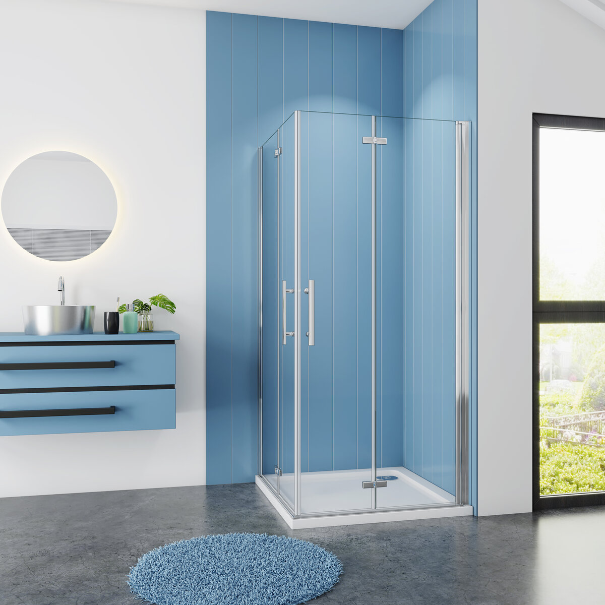 Douchecabine Rechthoek Poppy 100x80 Dubbele Vouwdeur 6mm Helder Glas Antikalk Chroom