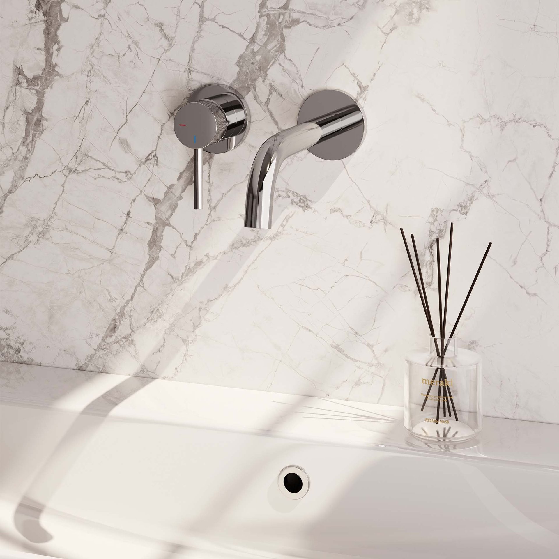 BRAUER Chrome Carving inbouw wastafelmengkraan met gebogen uitloop en rozetten model A2 chroom