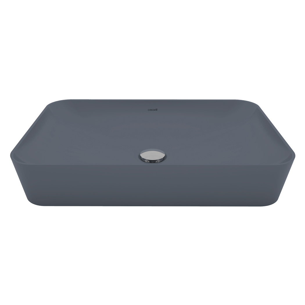 Creavit Keramiek Wastafel Rechthoek Zonder Kraangat 60x40cm Mat Basalt