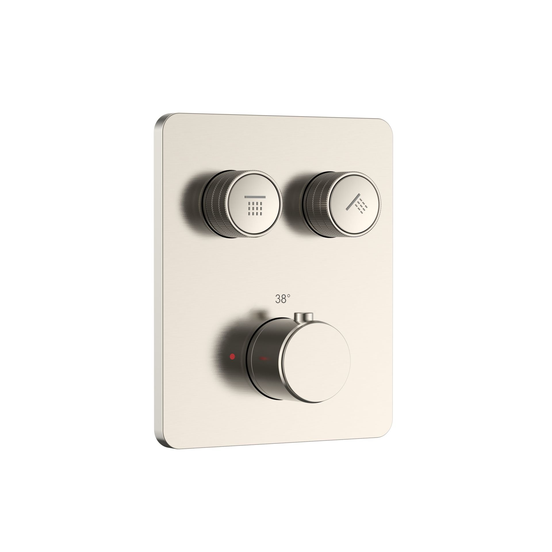 Stria Douchemengkraan - 2 Weg - Thermostatisch - Drukknoppen Met Verfijnde Ribbelstructuur - Met Inbouwbox En Afbouwdeel - Rechthoekig - Geborsteld RVS