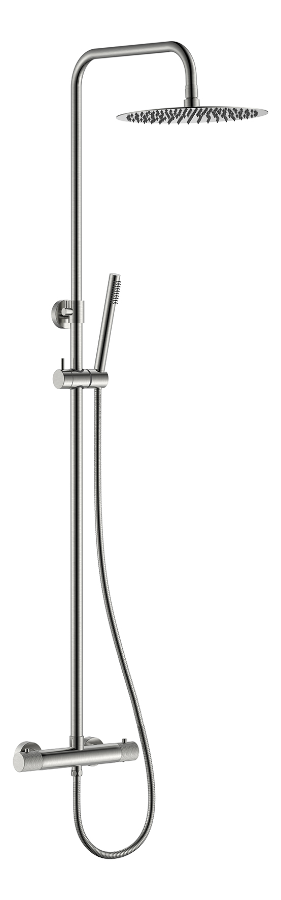 Ribbd Themostatische Opbouw Regendouche Geborsteld Staal