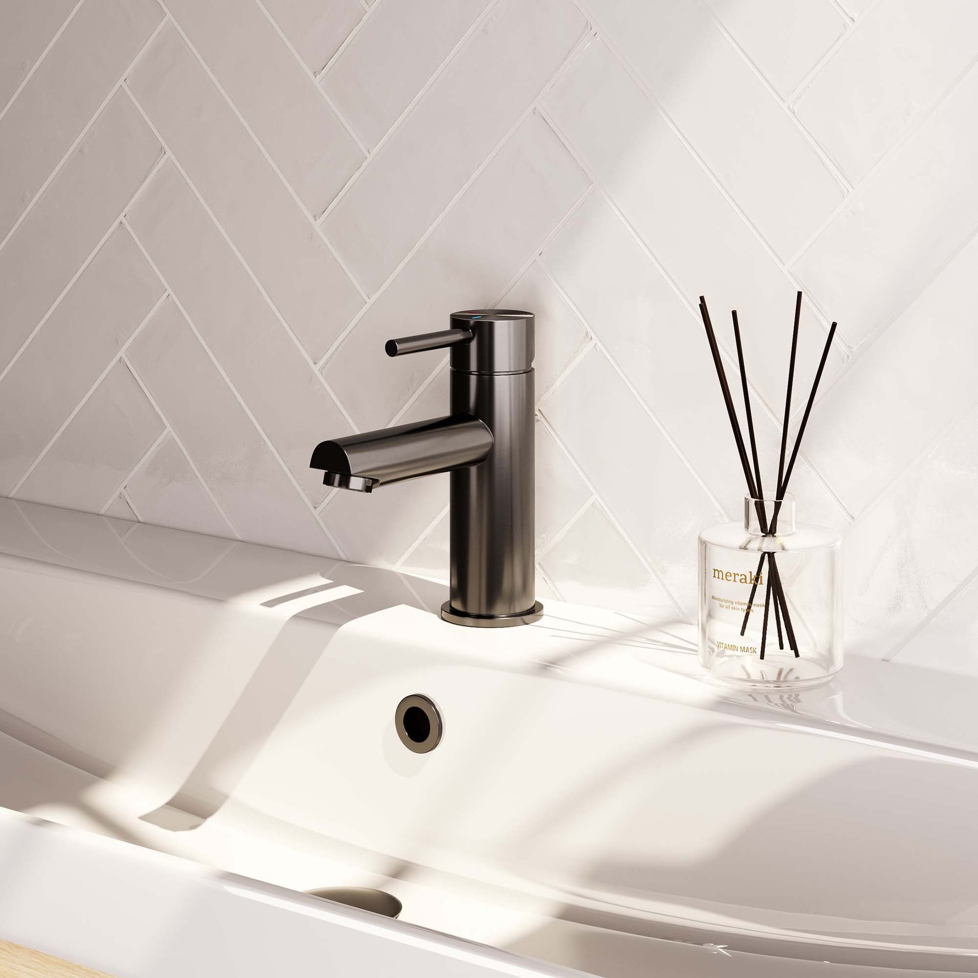BRAUER Stripe lage opbouw wastafelmengkraan model A gunmetal geborsteld PVD