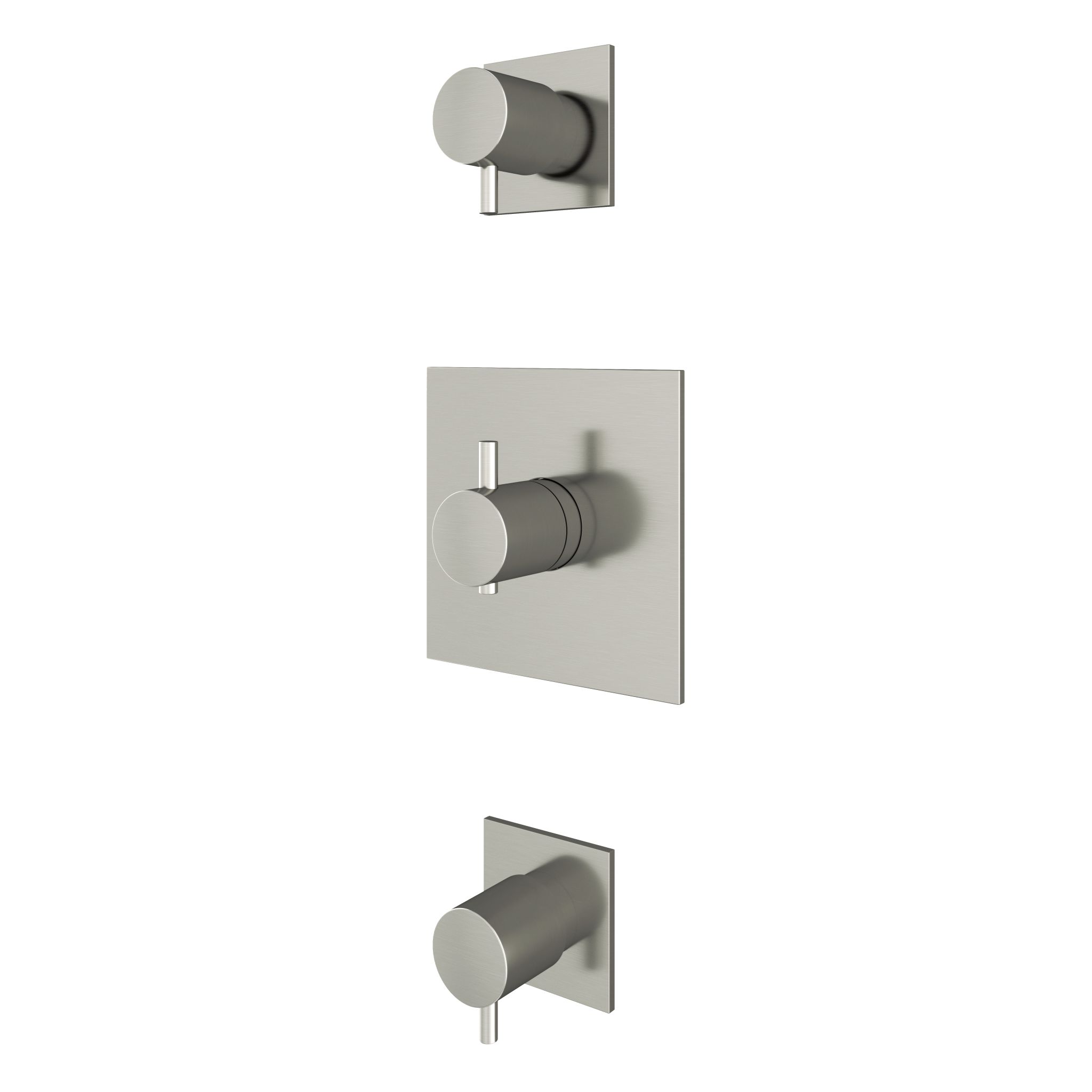 Hotbath Laddy Inbouw Thermostaatkraan Met 2 Stopkranen Vierkant Geborsteld Nikkel (uitlopend model)