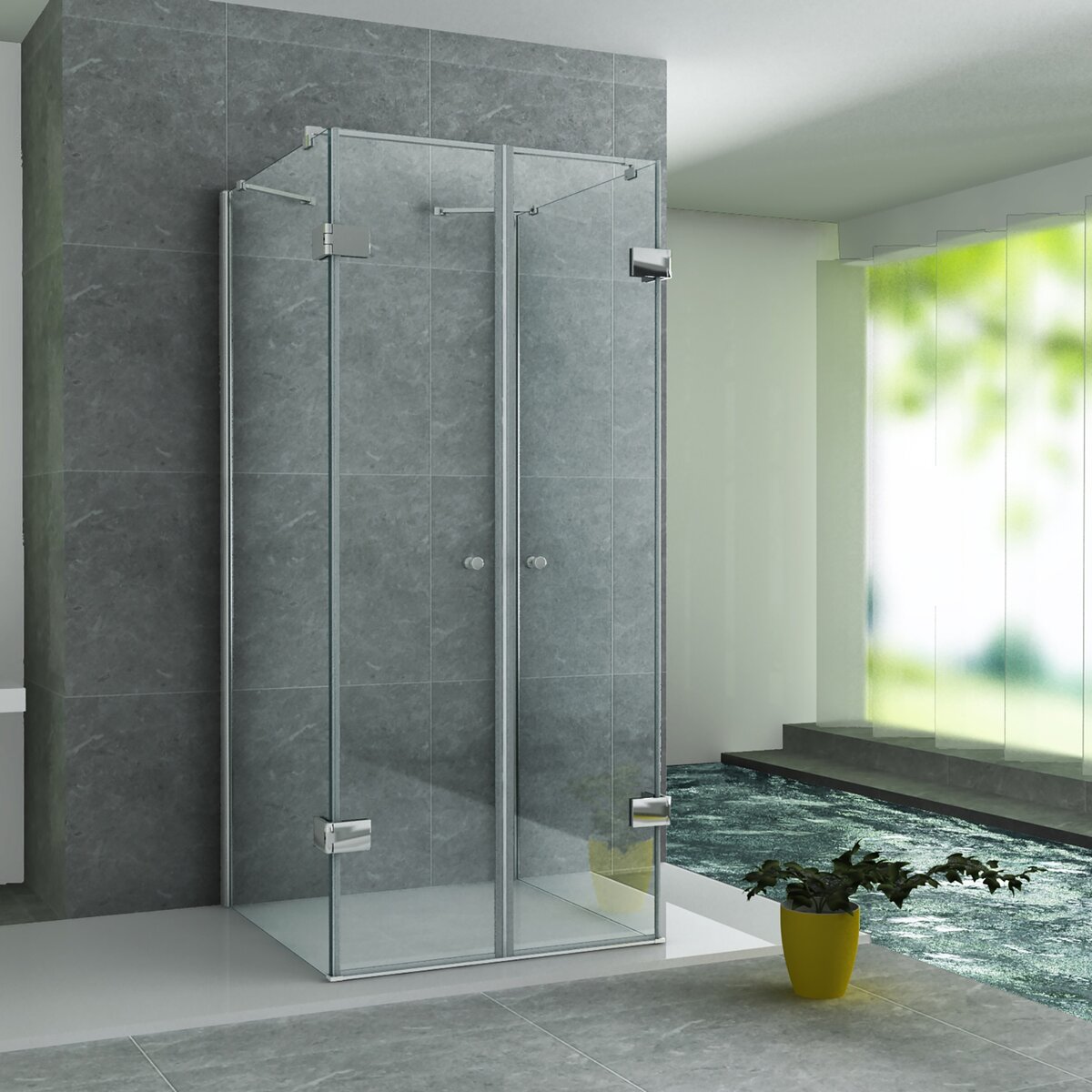 Aloni Douchecabine - Deel 1 - Half Vrijstaande - Chroom - 8mm - 90x90x195 cm