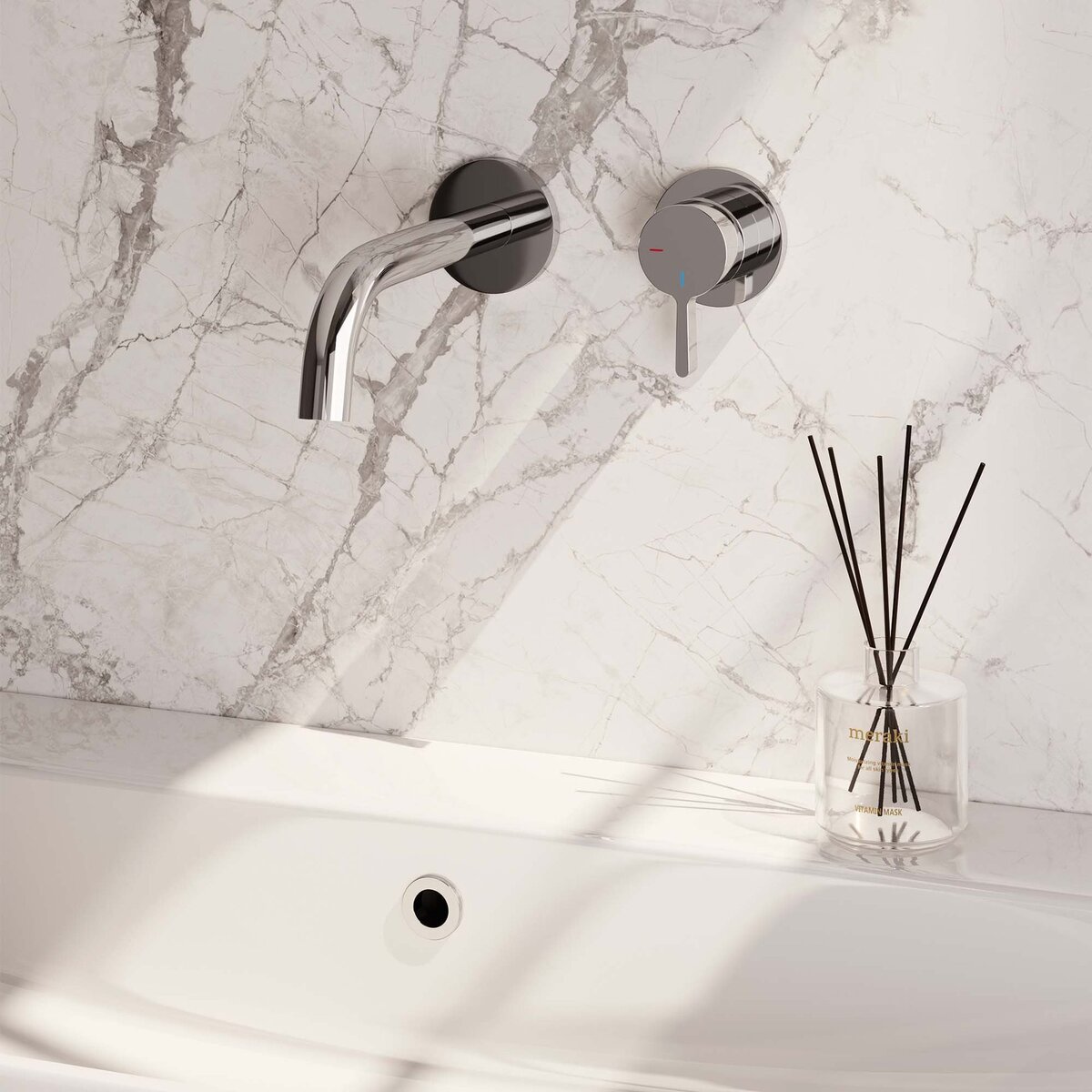 BRAUER Chrome Edition inbouw wastafelmengkraan met gebogen uitloop en rozetten model E1 chroom