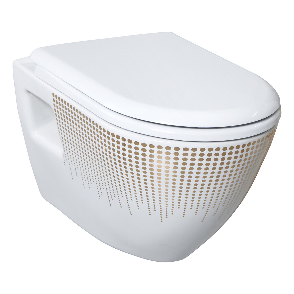 Creavit Design Ophang Wc Zonder Sproeier (Bidet), Wit Met Goud Decoratie