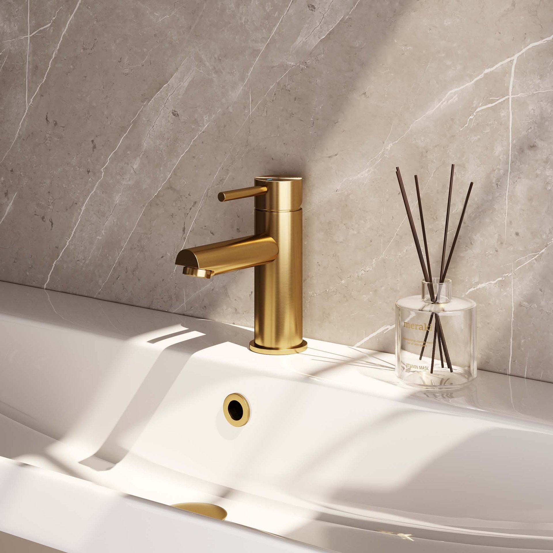 BRAUER Stripe lage opbouw wastafelmengkraan model A goud geborsteld PVD