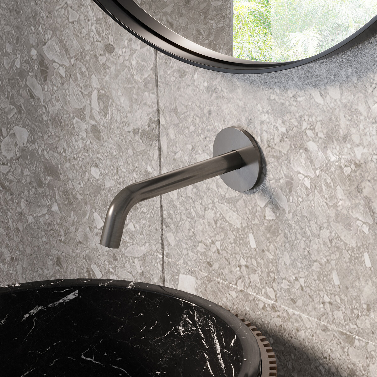 Hotbath Archie Uitloop 30 cm Geborsteld Gunmetal PVD