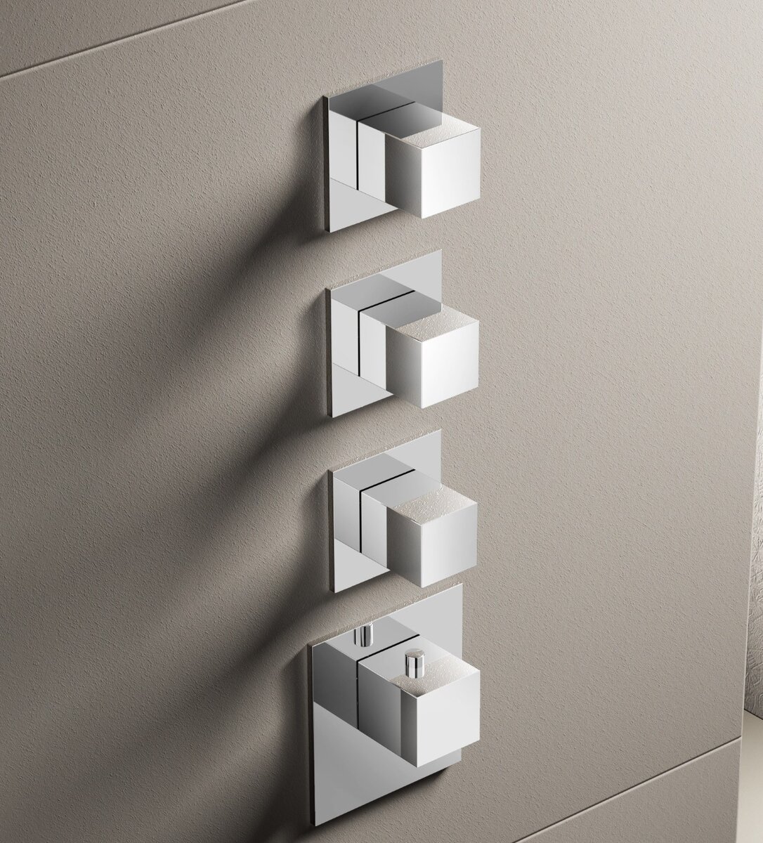 Hotbath Mate Afbouwdeel High Flow Vierkant Thermostaat Met 3 Stopkranen Geborsteld Nikkel