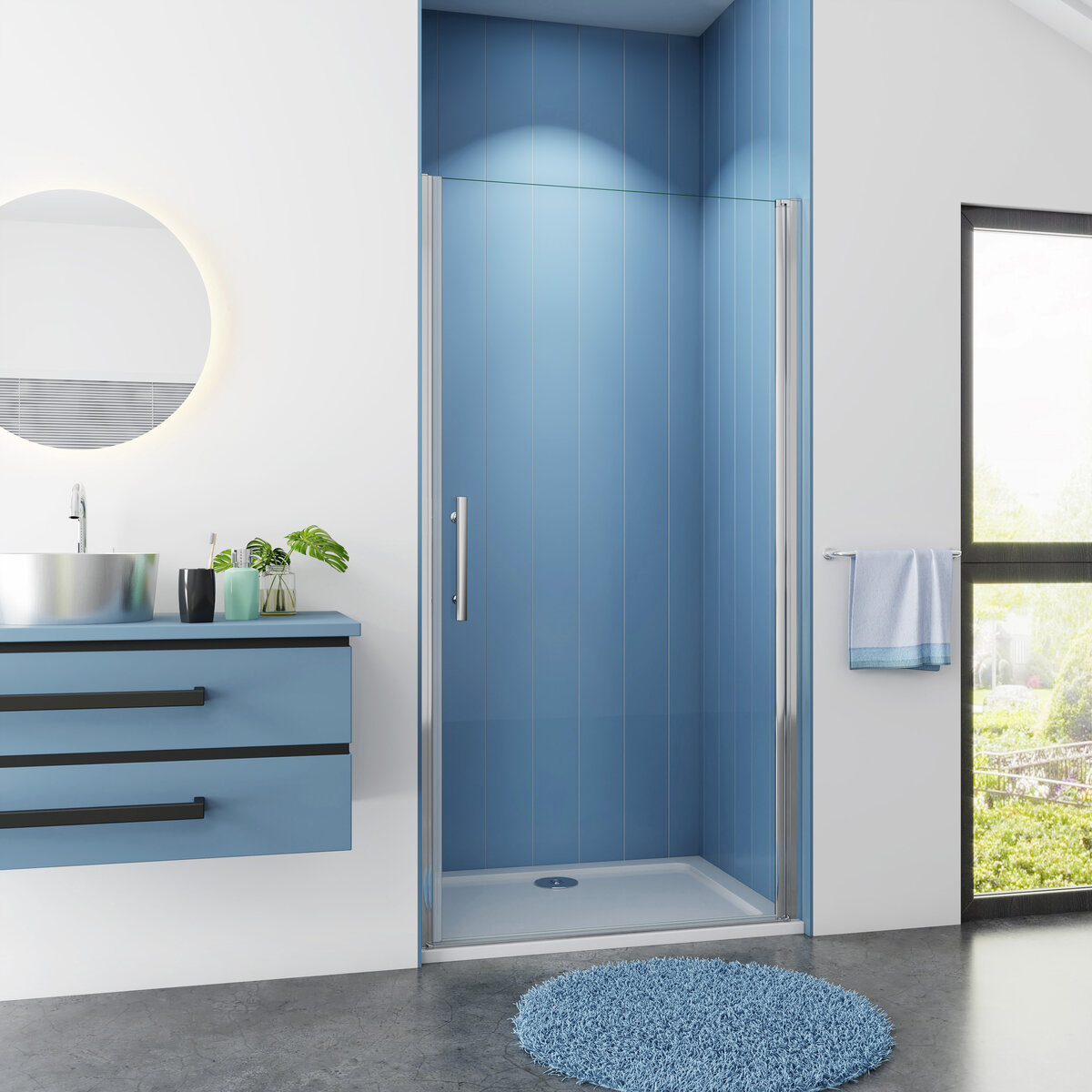 Douchedeur Romy Nisdeur 70X195 Draaideur 6Mm Helder Glas Antikalk Chroom