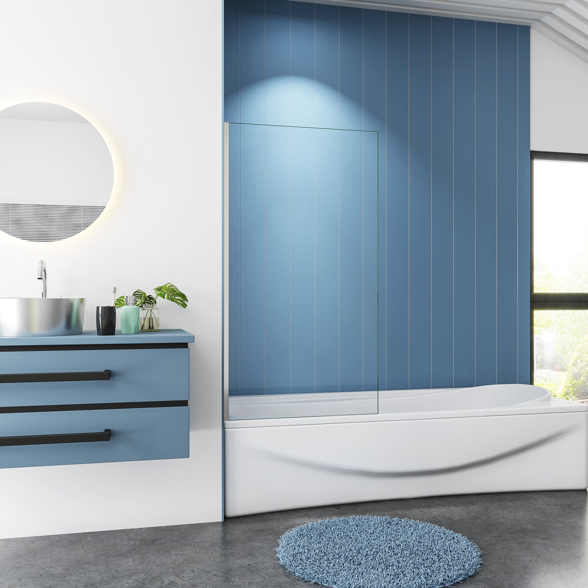 Badwand Primrose Vaste Wand 70x140 6Mm Helder Glas Antikalk Chroom