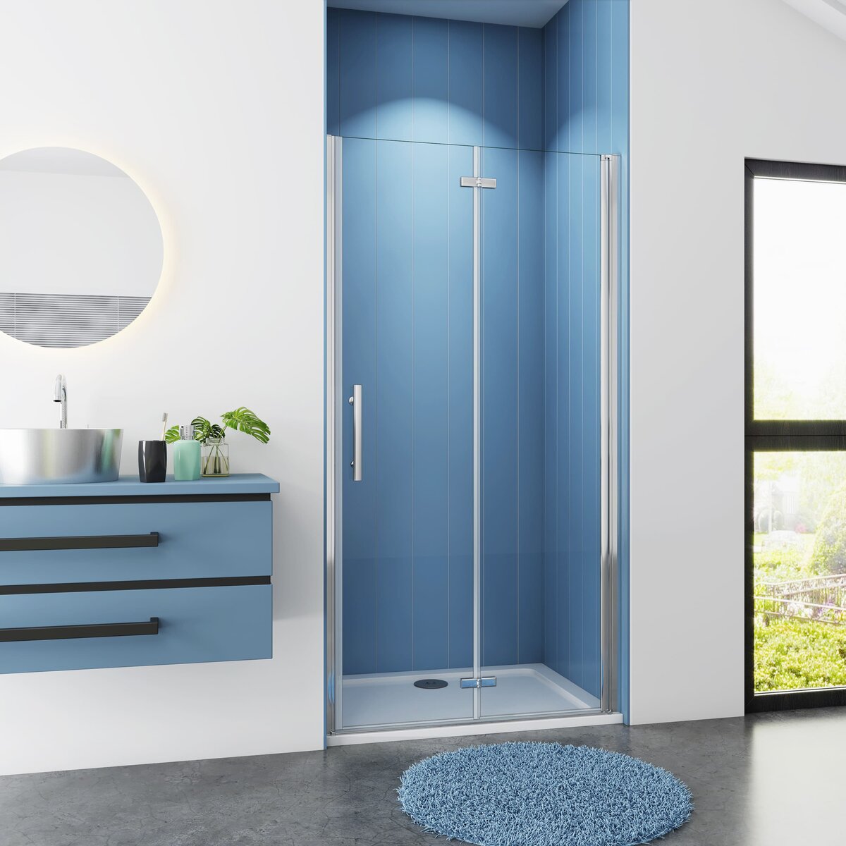 Douchedeur Poppy Nisdeur 100x185 Vouwdeur 2-Delig 6Mm Helder Glas Antikalk Chroom