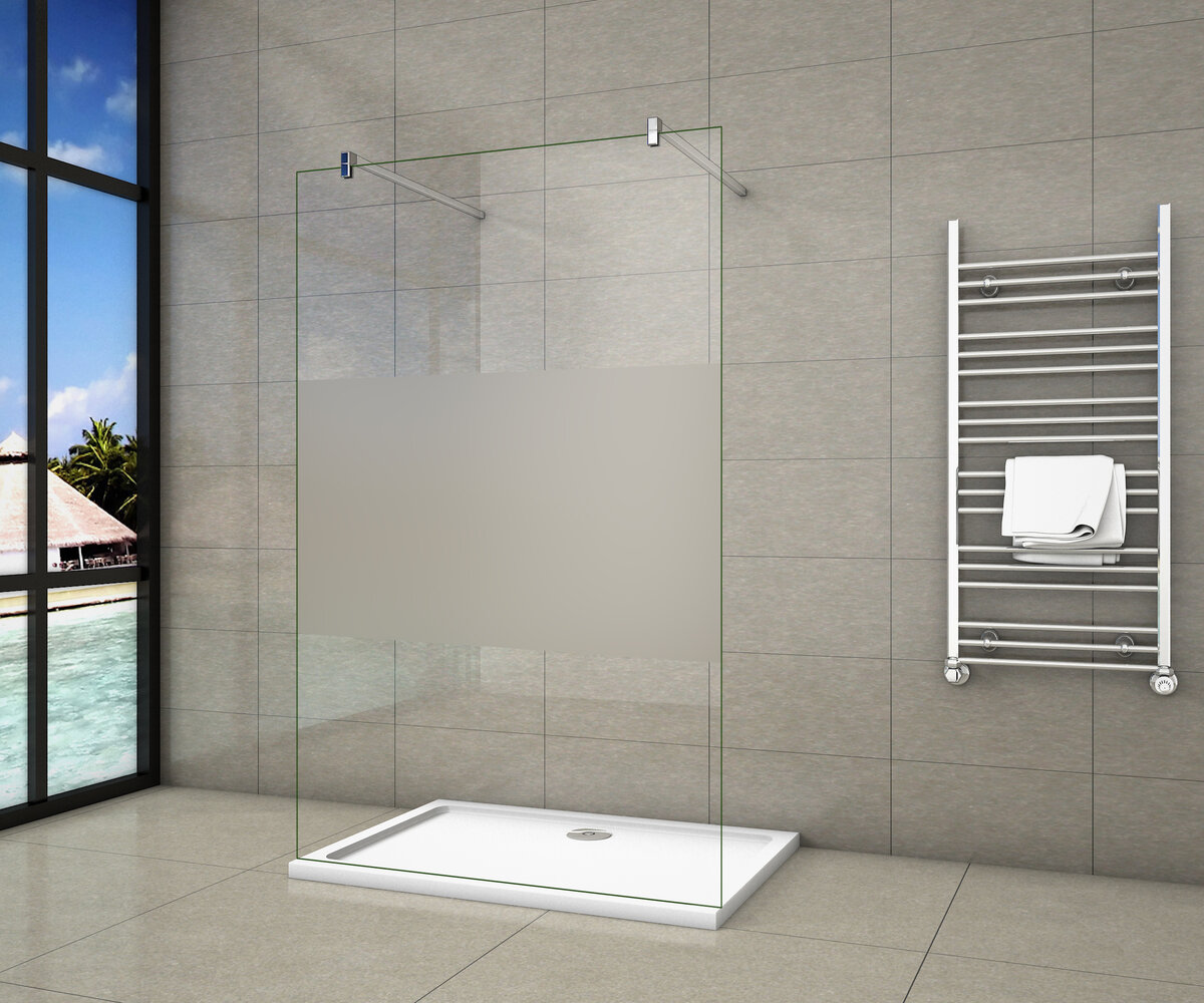 Inloopdouche Vrijstaand Chrysant 70x200 8mm Semi Gesatineerd Glas Antikalk Chroom