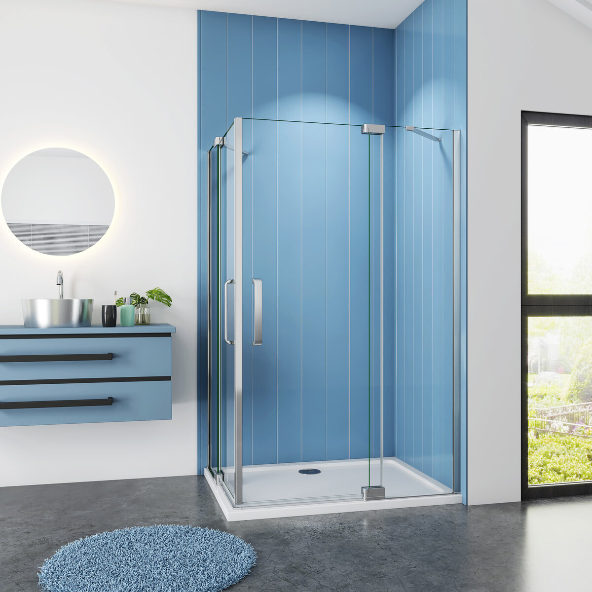 Douchecabine Vierkant Cosmos 100x100x195 Hoekinstap 8mm Helder Glas Antikalk Chroom