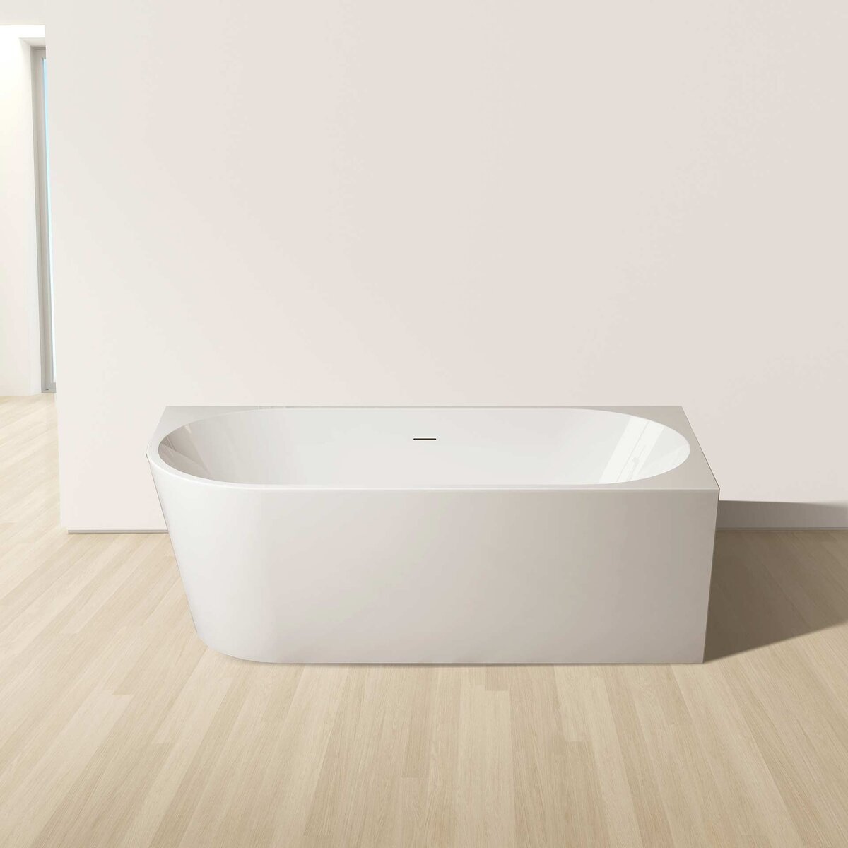 Creavit Aloni Hoekbad Half Vrijstaand Rechts Acryl Glans Wit 170x78x58cm Rechtshoek met Badwaste en Overloop - FB4400R