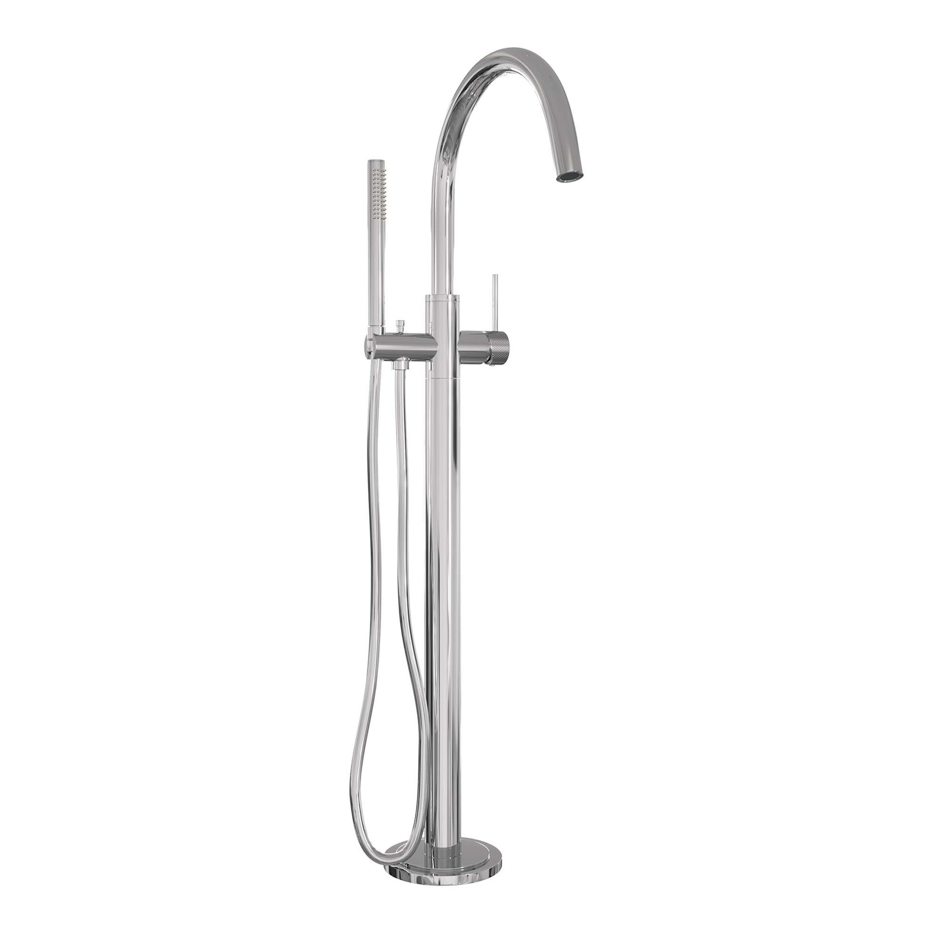 BRAUER Chrome Carving vrijstaande badmengkraan SET 01 met staaf handdouche en doucheslang chroom