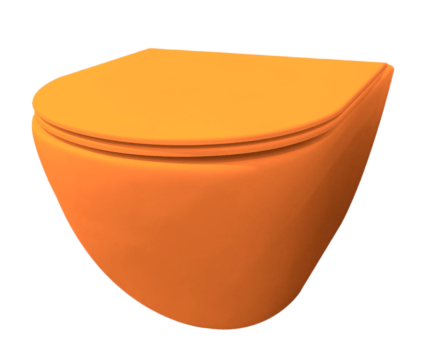 Best-Design "Morrano-49-Zonder-Spoelrand" wandcloset blinde bevestiging incl. zitting Mat-oranje