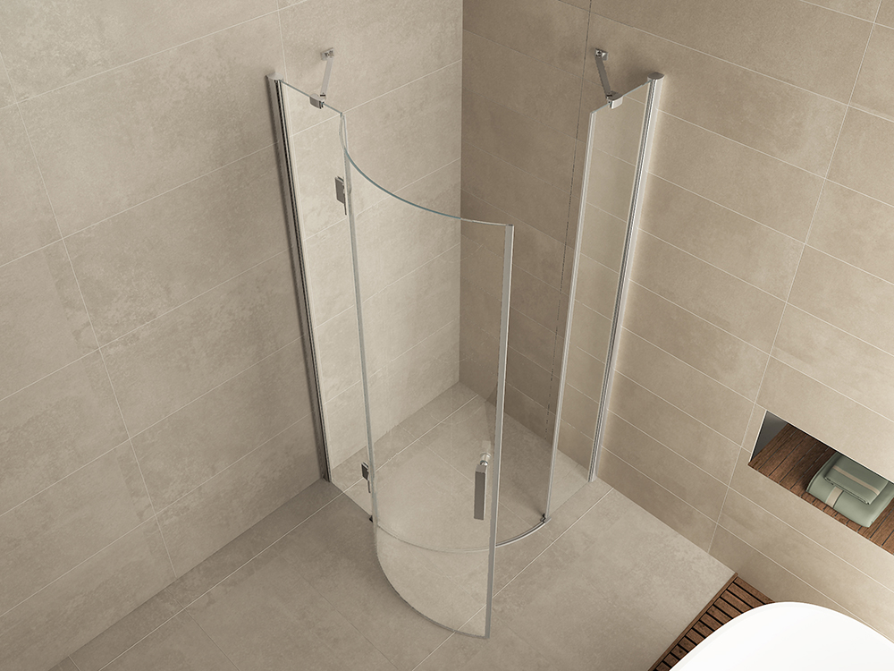 1/4 Ronde Cabine 2 Dr.Deuren 900X900X2000 Chr.8Mm Nano
