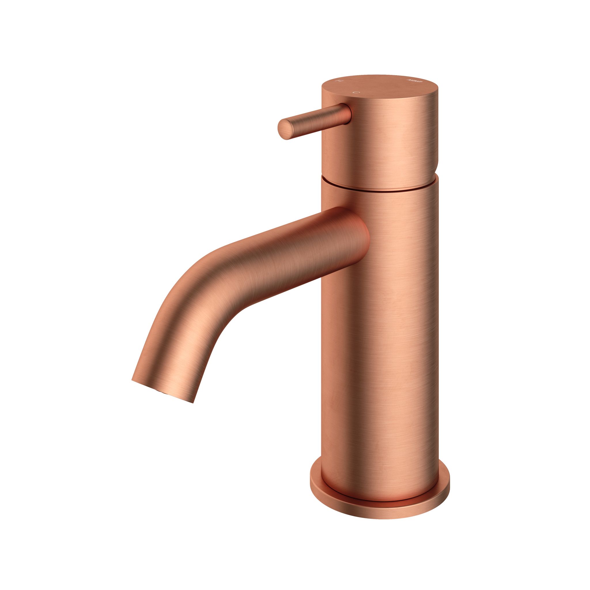 Hotbath Cobber Opbouw Lage Wastafelmengkraan Met Gebogen Uitloop Geborsteld Koper - Living Colours