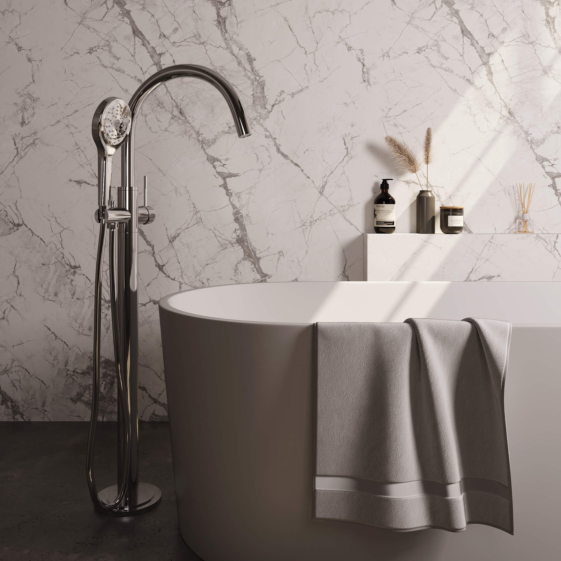 BRAUER Chrome Edition vrijstaande badmengkraan SET 02 met 3-standen handdouche en doucheslang chroom