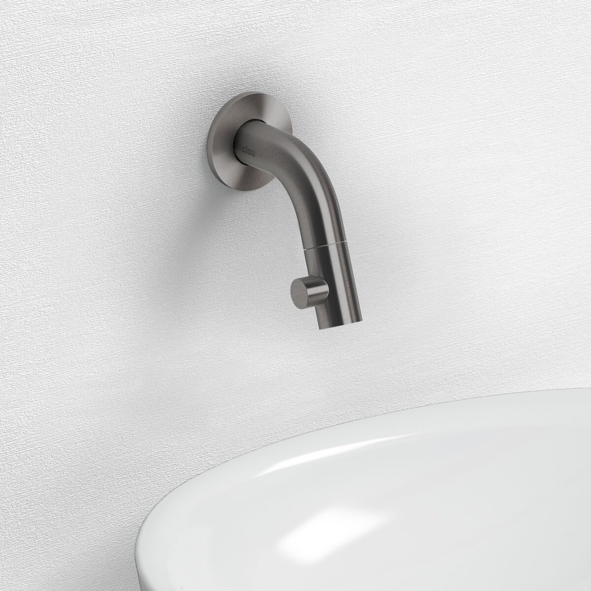 Clou Kaldur Fonteinkraan Korte Uitloop 7.4x6.8 cm Geborsteld Gumetal PVD
