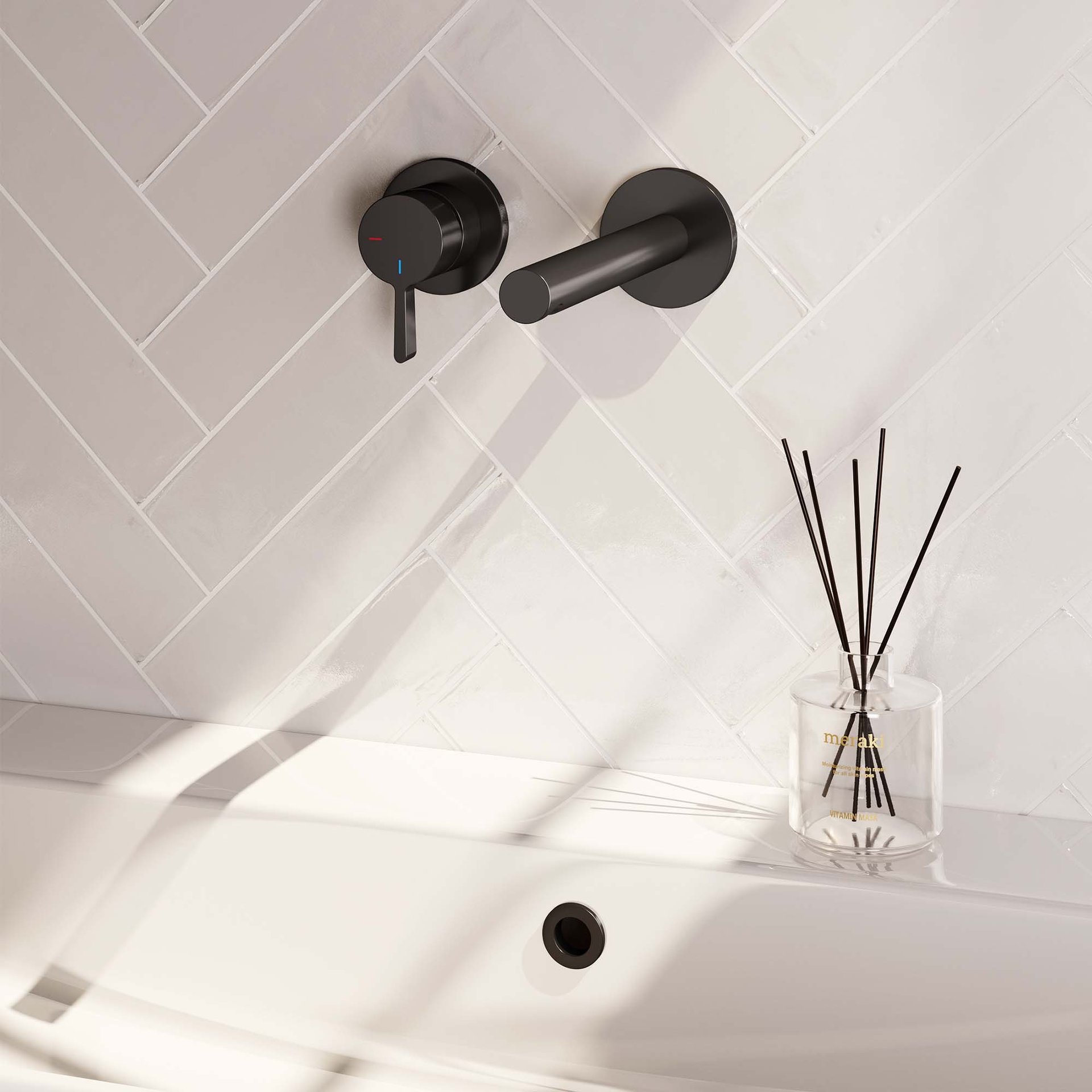BRAUER Black Edition inbouw wastafelmengkraan met rechte uitloop en rozetten model E2 mat zwart