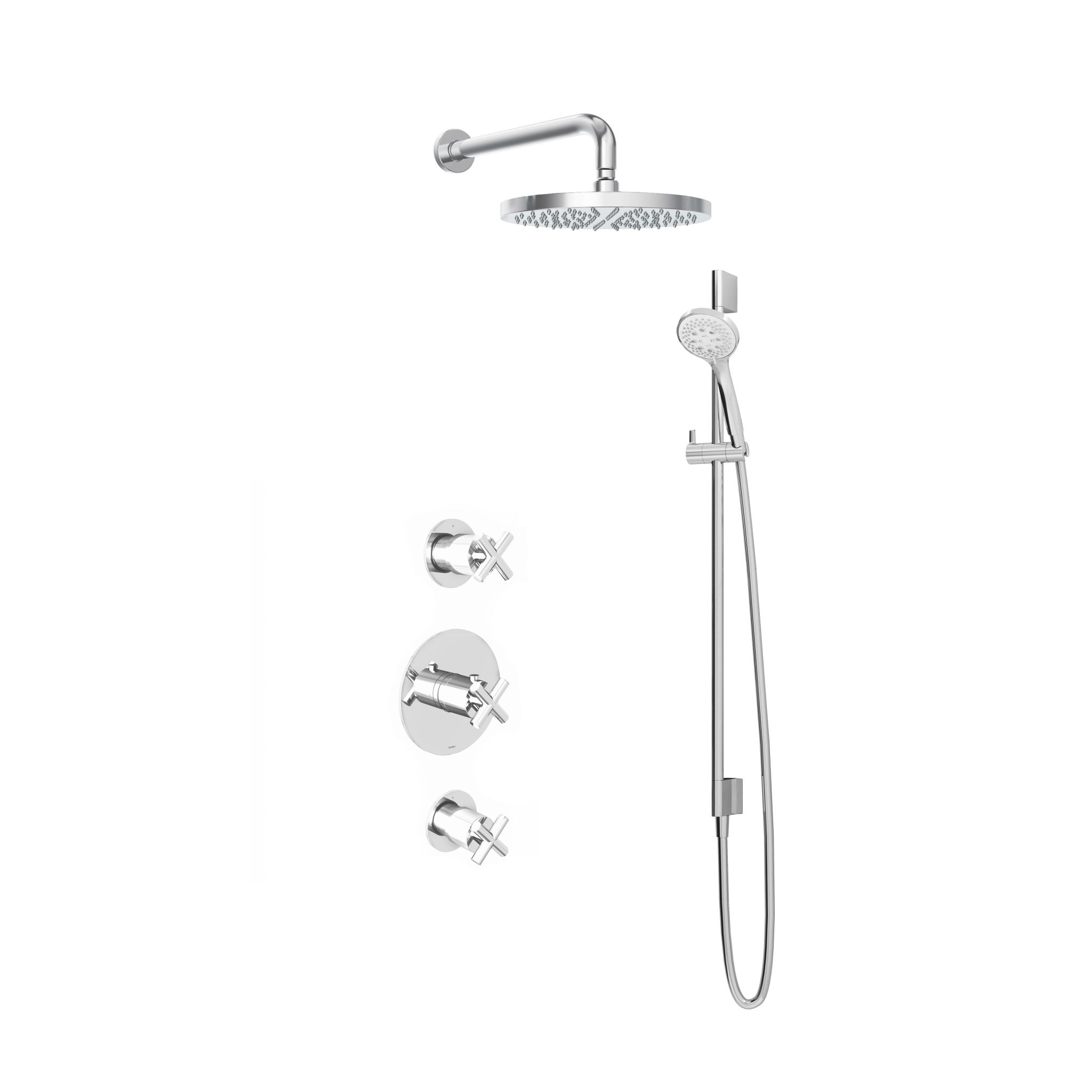 Hotbath Chap Inbouw Regendoucheset Rond Met 2 Stopkranen, Wandarm, Hoofddouche 30cm, 3-Standen Handdouche En Glijstang Chroom