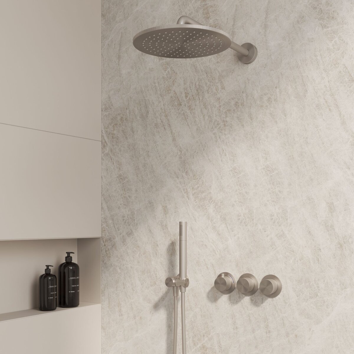Best-Design "One-Pack" inbouw-regendoucheset "High-End Ore M-250" RVS