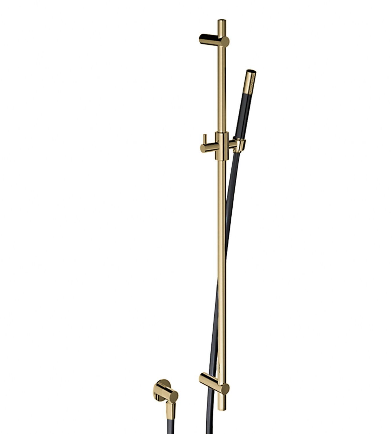 Hotbath Glijstang 90cm Met Wandaansluitbocht, Doucheslang 150cm En Staafhanddouche Gepolijst Messing PVD