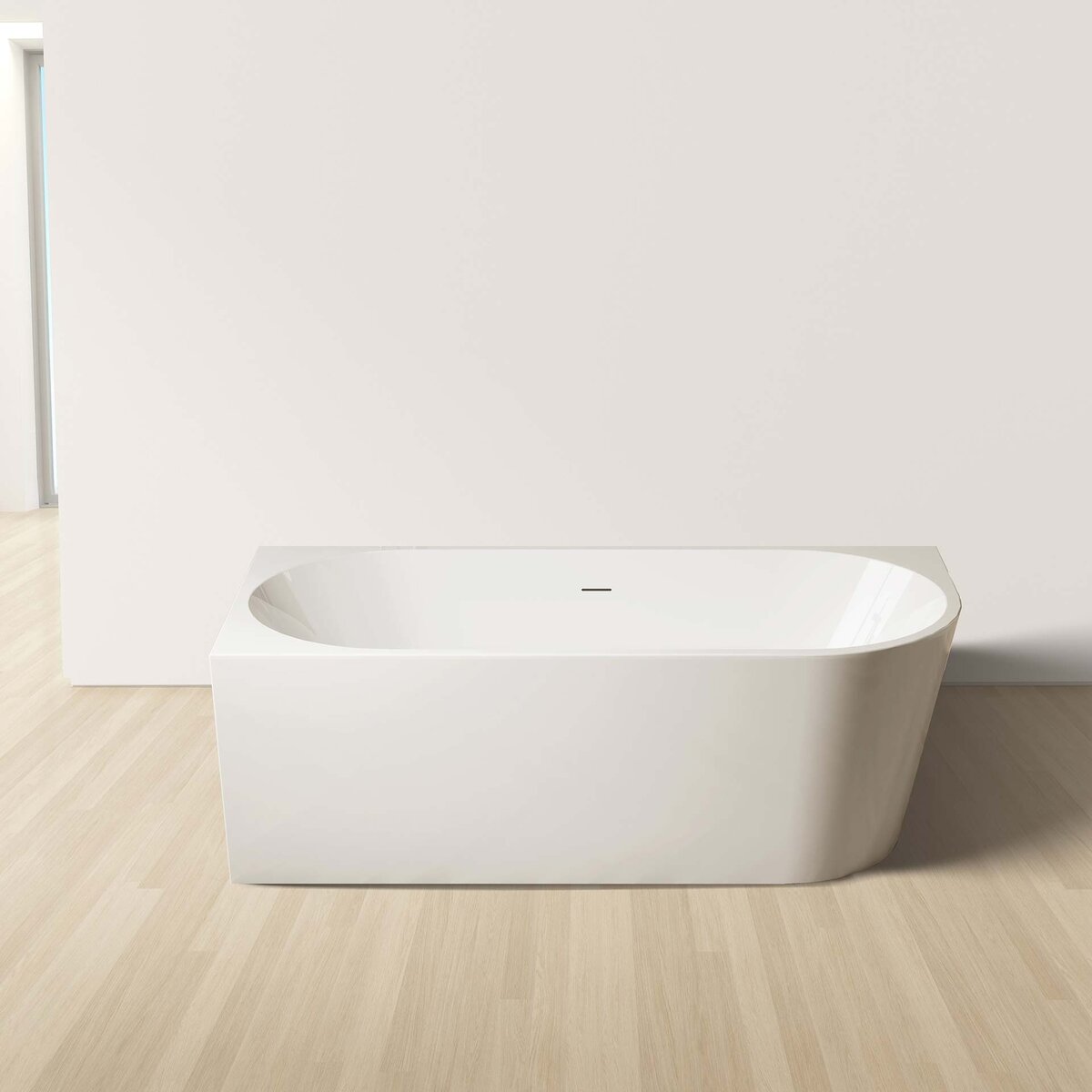Creavit Aloni Hoekbad Half Vrijstaand Links Acryl Glans Wit 170x78x58cm Linkshoek met Badwaste en Overloop - FB4400L