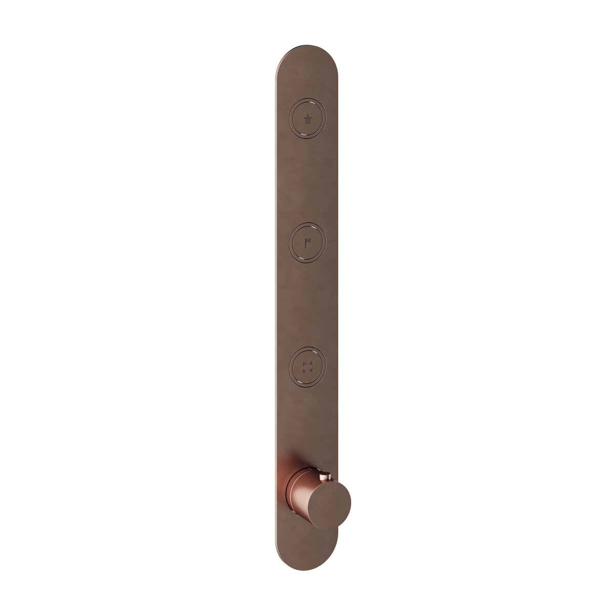 Hotbath Cobber Afbouwdeel - Inbouw Thermostaatkraan Met 3 Pushbuttons Verticale Plaatsing Geborsteld Koper PVD