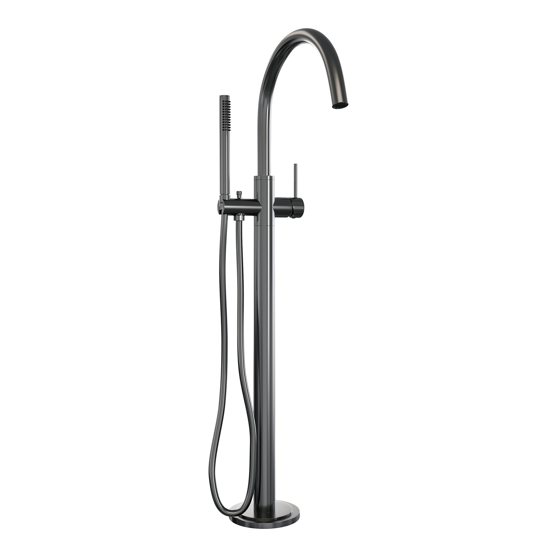 BRAUER Stripe vrijstaande badmengkraan SET 01 met staaf handdouche en doucheslang gunmetal geborsteld PVD