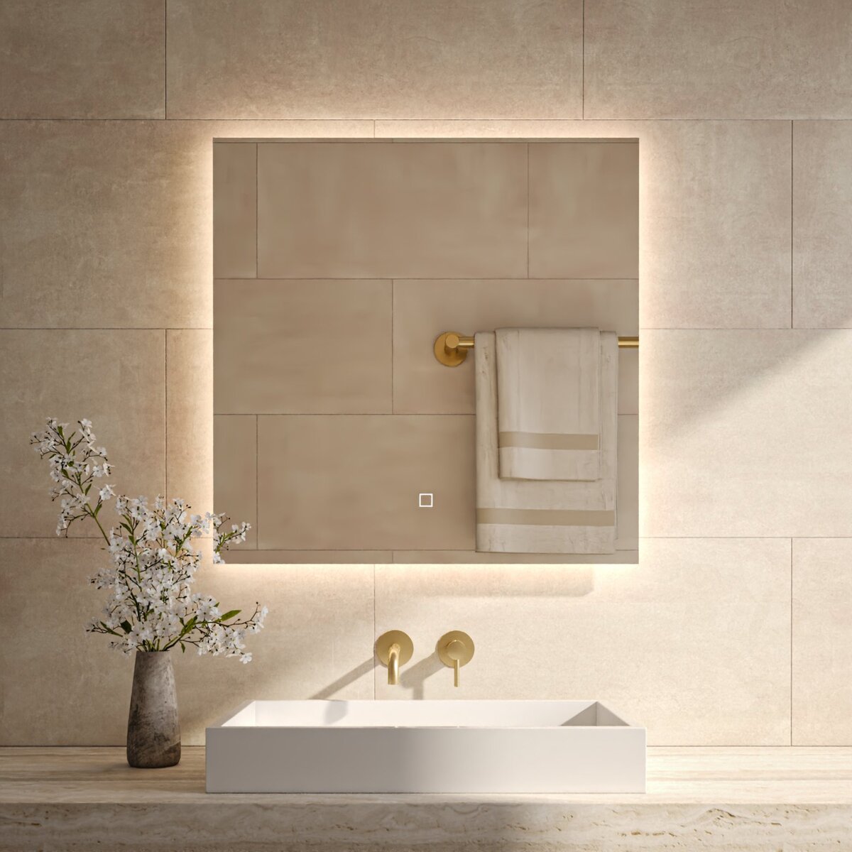 Best-Design "Firkant" vierkant spiegel incl.led verlichting 80x80cm