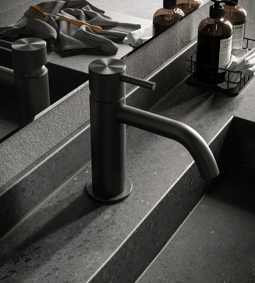 Hotbath Archie Opbouw Wastafelmengkraan Geborsteld Gunmetal PVD