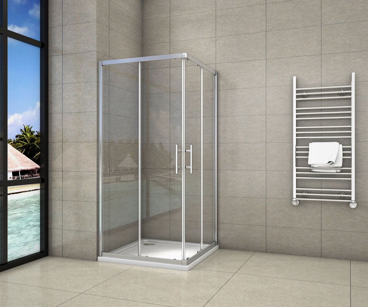 Douchecabine Rechthoek Ixia 80x100x195 Hoekinstap 6mm Helder Glas Antikalk Chroom