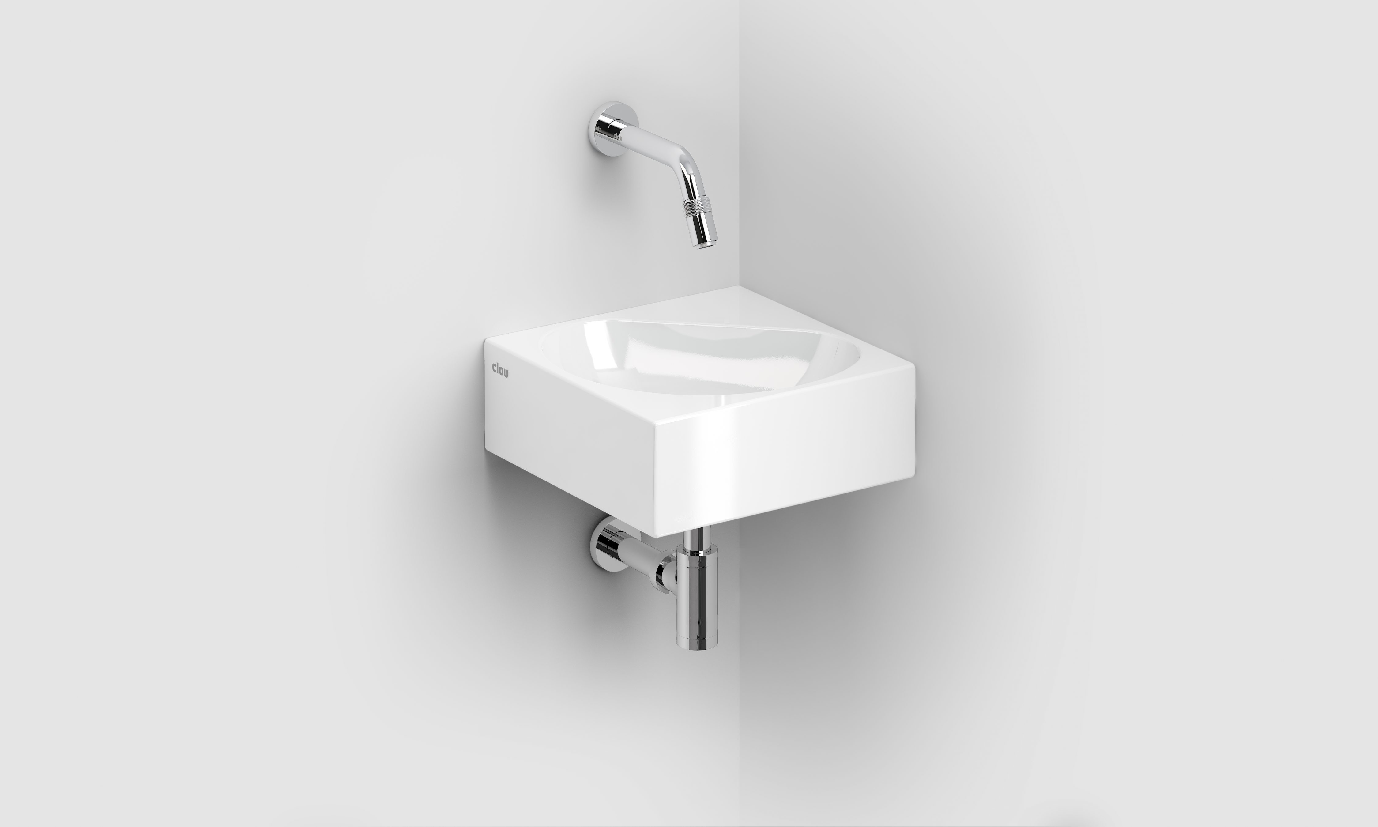 Clou Flush hoekfontein 27x27x10cm zonder kraangat Keramiek Wit