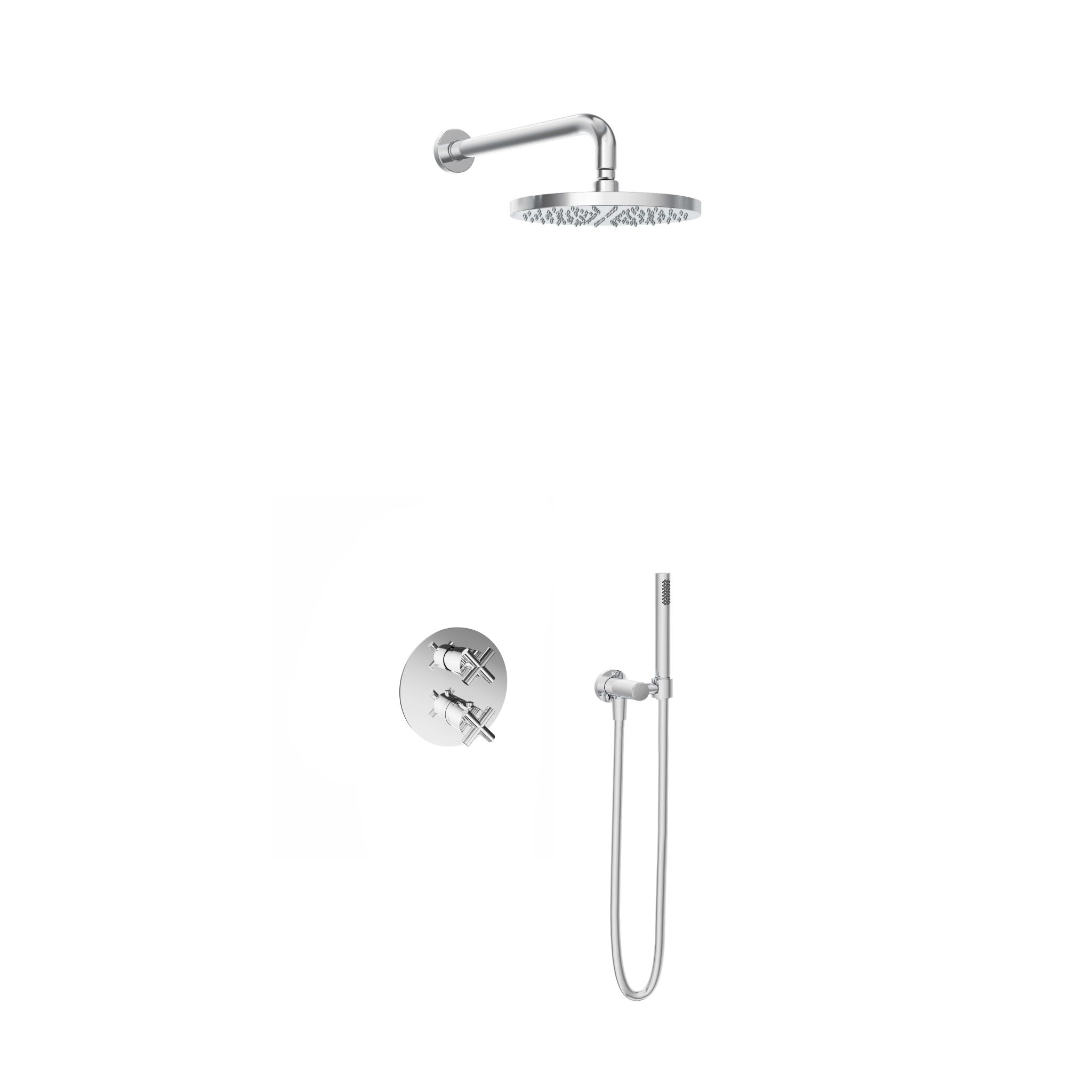 Hotbath Chap Inbouw Regendoucheset Rond Met 2-weg-omstel, Wandarm, Hoofddouche 25cm En Staafhanddouche Chroom