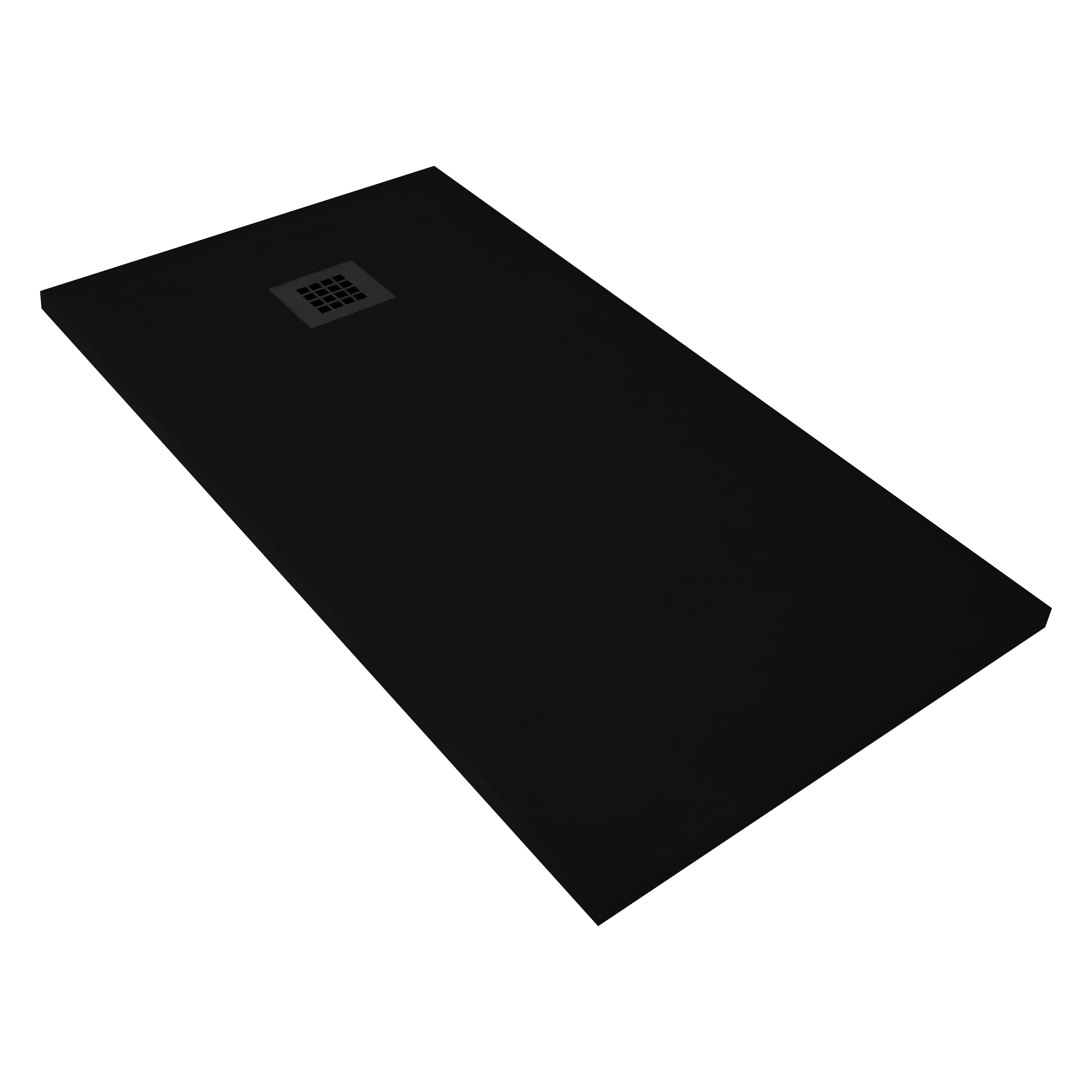 Creavit Aloni Madison Flat Composietsteen Douchebak Zwart 100x100x3cm Antislip Inkortbaar