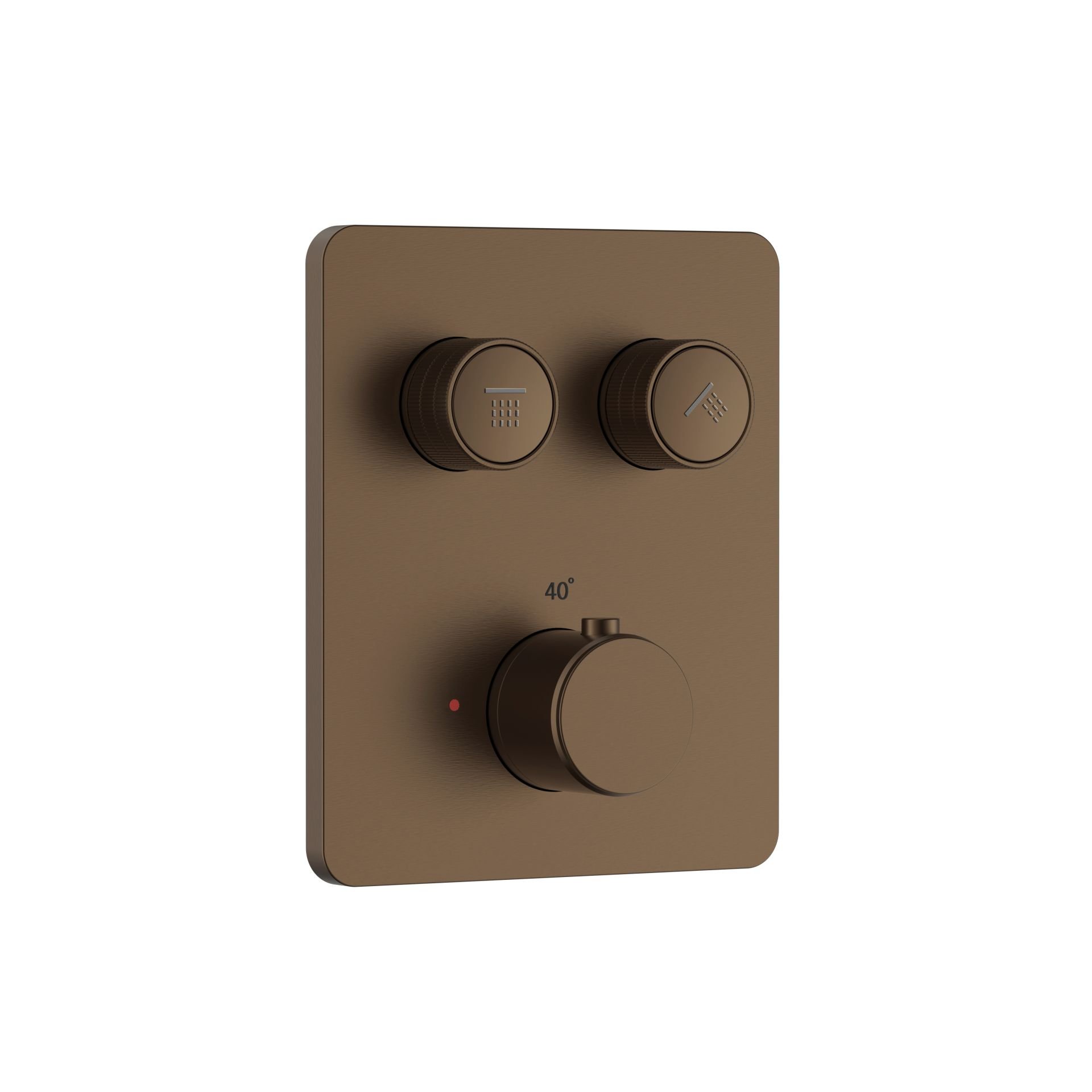 Stria Douchemengkraan - 2 Weg - Thermostatisch - Drukknoppen Met Verfijnde Ribbelstructuur - Met Inbouwbox En Afbouwdeel - Rechthoekig - Bruin Brons (PVD)