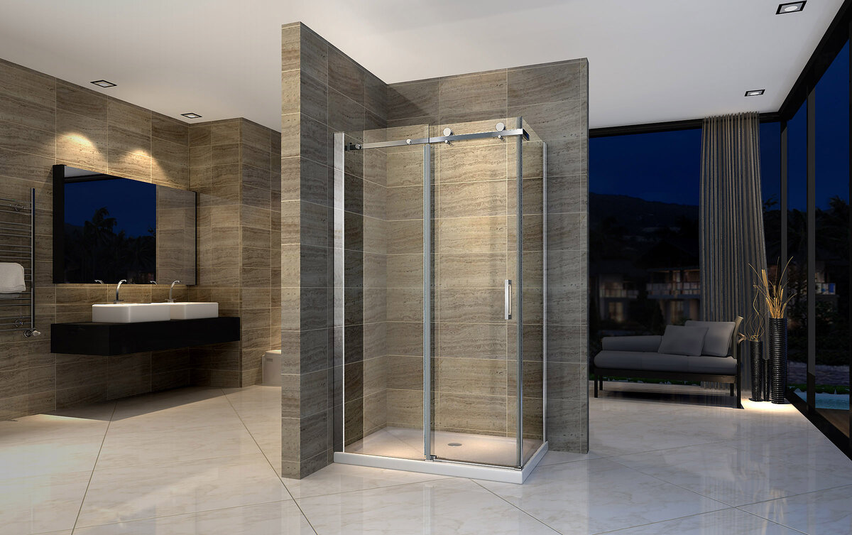 Creavit Aloni Schuifdeur + Zijwand 8mm 80x120x195cm