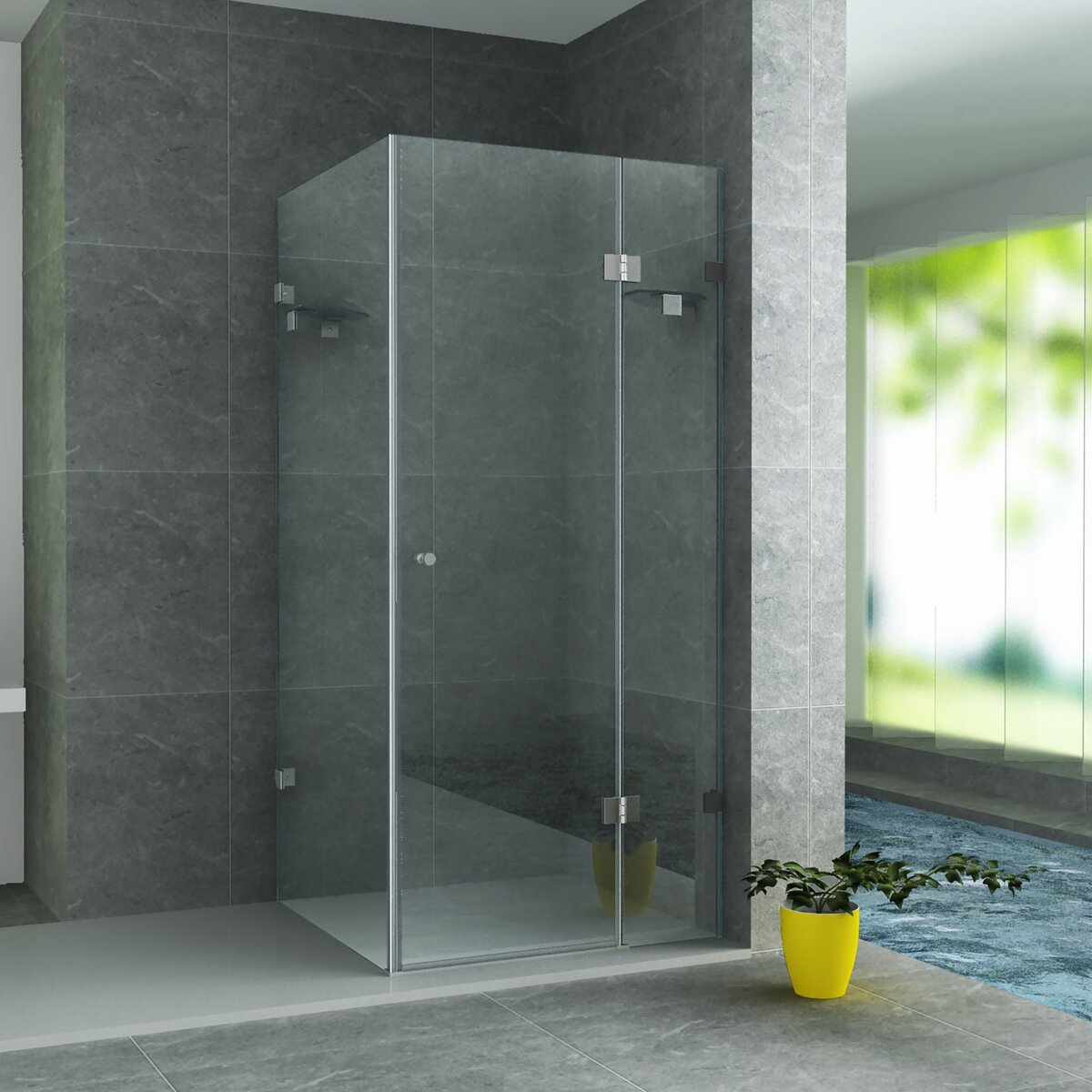 Aloni Douchecabine - Beweegbare Zijwand - Chroom - 8mm - 90x90x195 cm