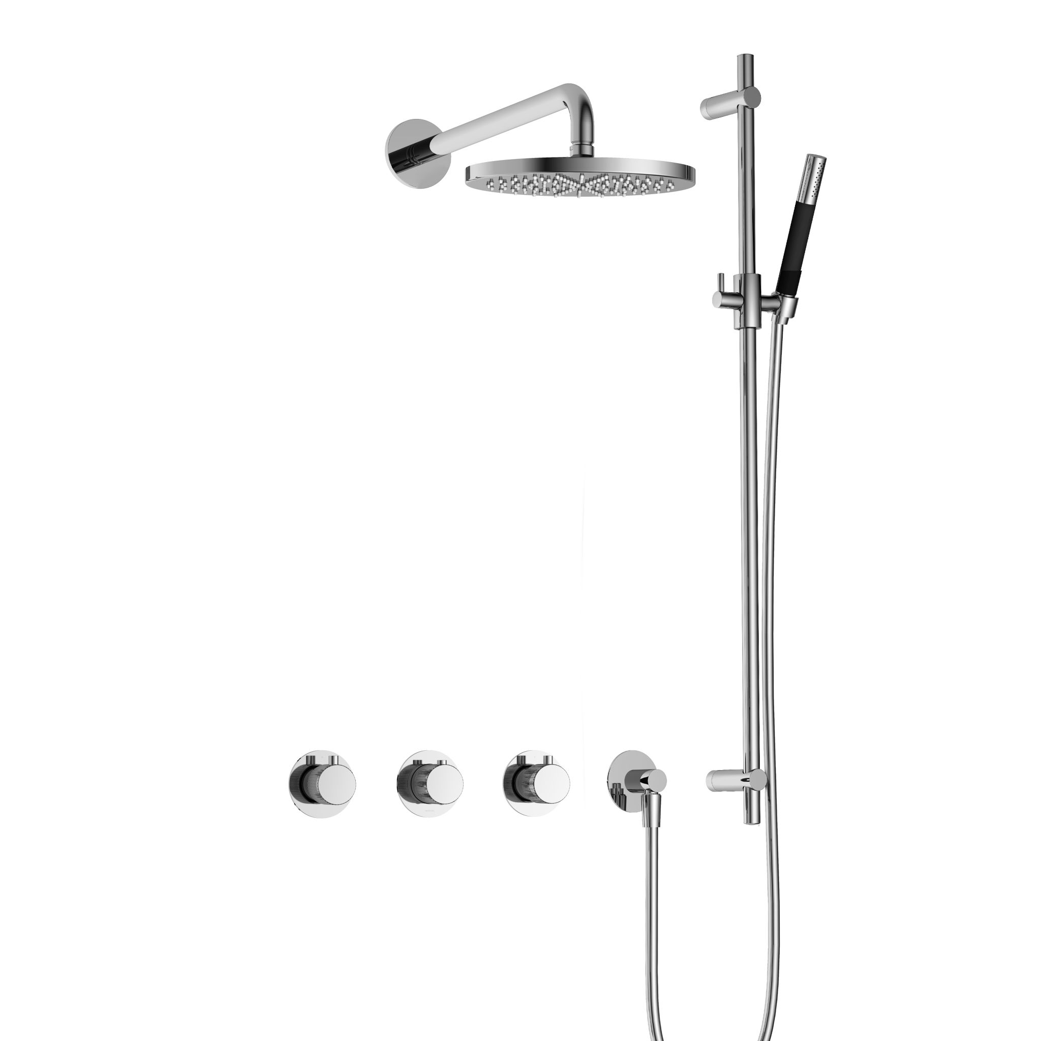 Hotbath Cobber X Inbouw Regendoucheset Met 2 Stopkranen, Wandarm, Hoofddouche 20cm, Staafhanddouche En Glijstang Chroom