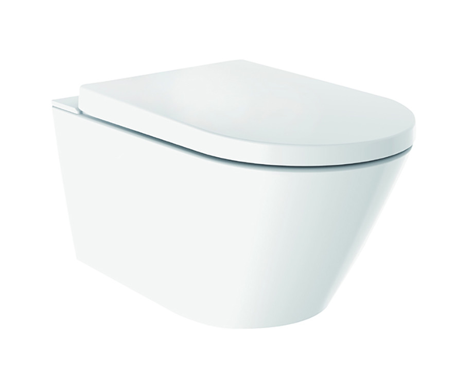 Douche WC Wiesbaden Comfort Randloos Wandcloset Glans Wit inclusief afstandsbediening en Quick-Release zitting