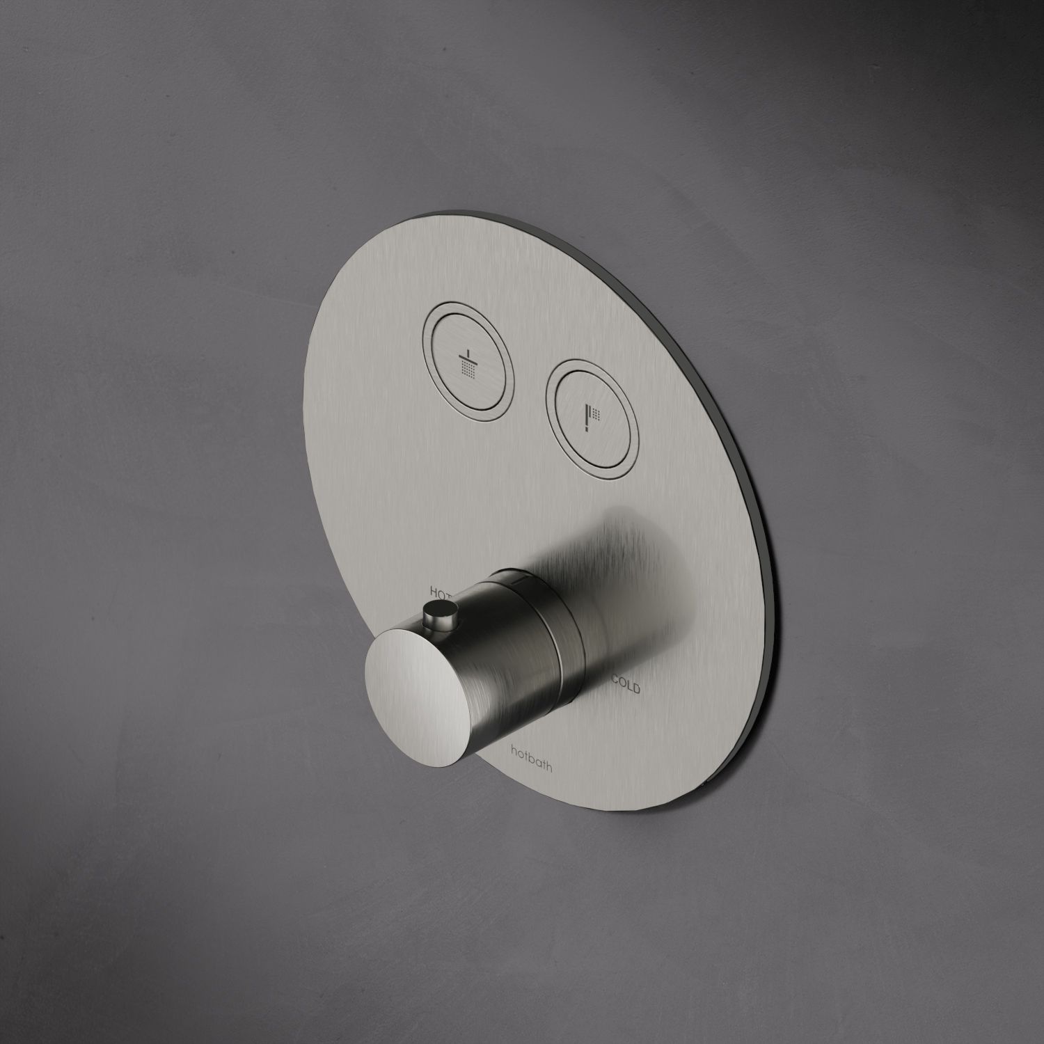 Hotbath Cobber Afbouwdeel - Inbouw Thermostaatkraan Rond Met 2 Pushbuttons Geborsteld Nikkel