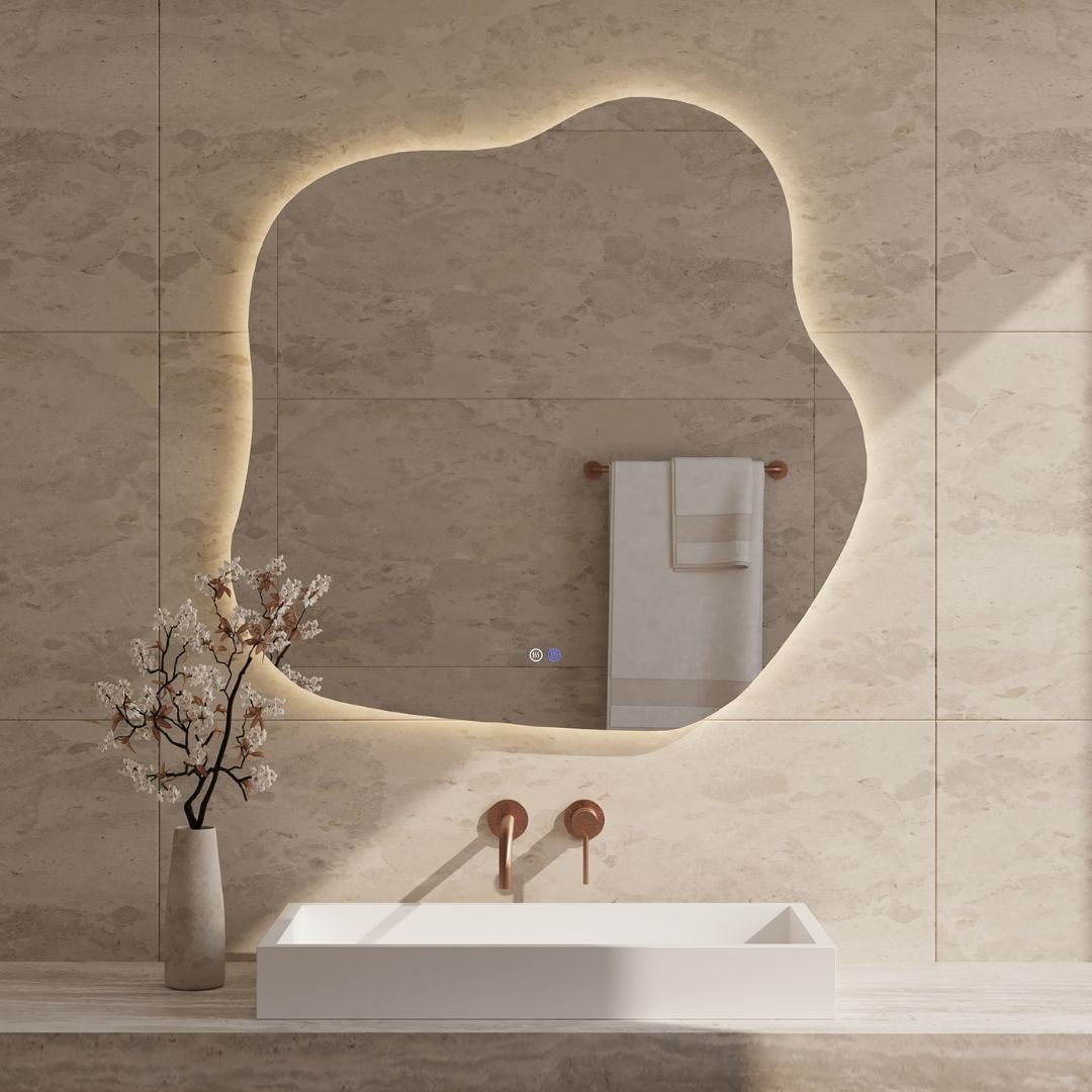 Best-Design "Blub" Organisch spiegel incl.verwarming, 3 kleuren LED verlichting, dimbaar 100x100cm