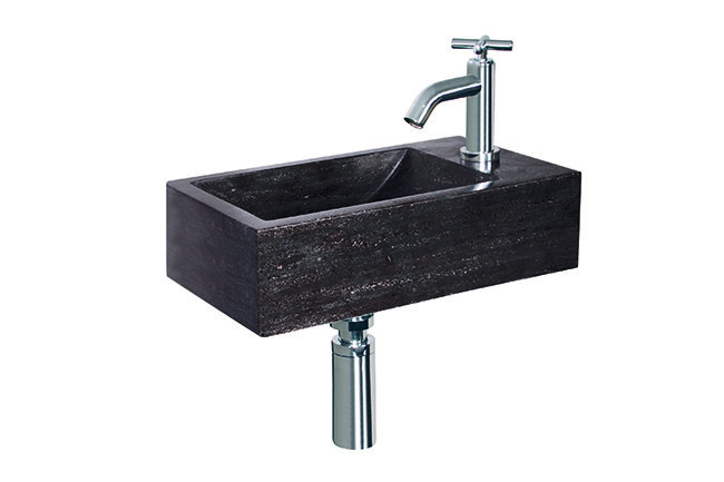 Wiesbaden Fonteinset Matera Natuursteen 40x23x10.5cm Rechts Chroom