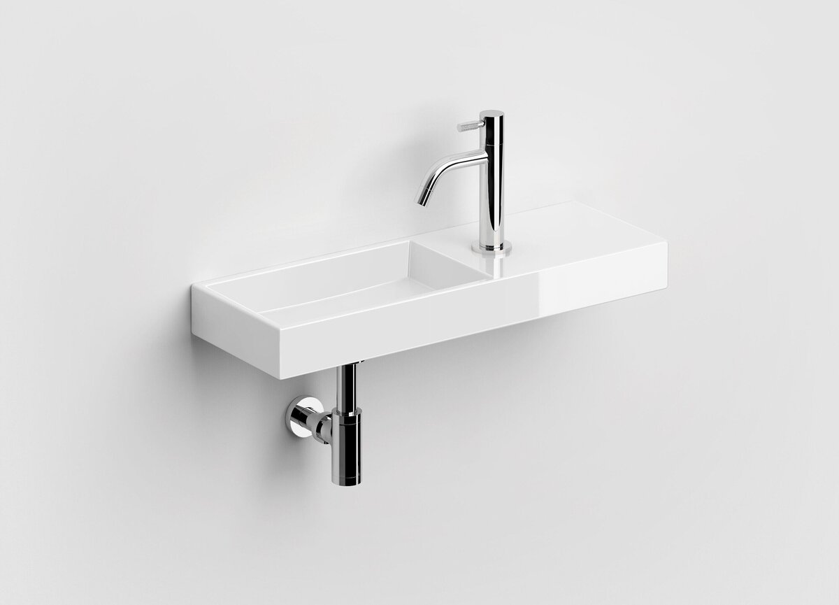 Clou Mini Wash Me fontein 56x19cm kraangat rechts Keramiek Wit