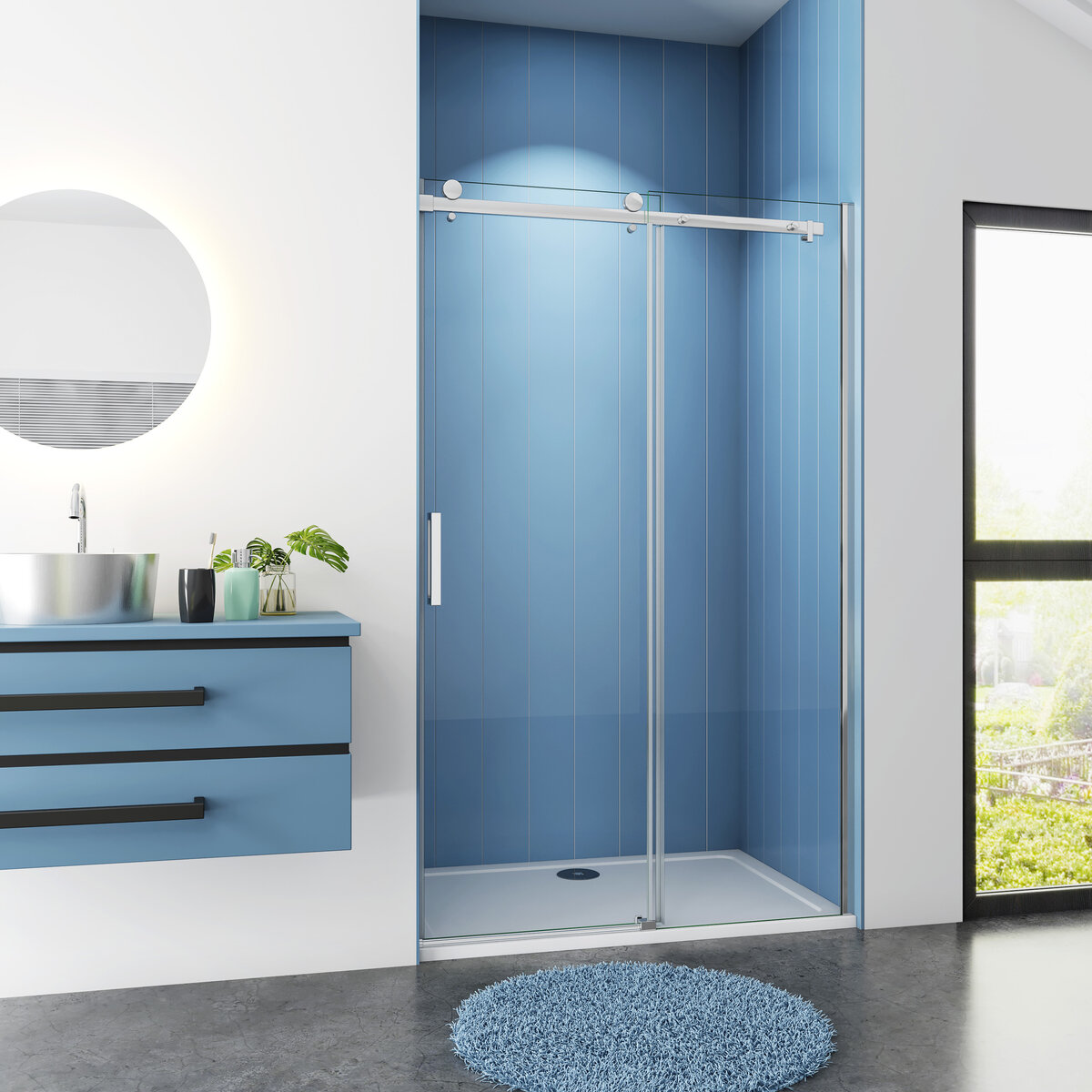 Douchedeur Lotus Nisdeur 105X195 Schuifdeur 8Mm Helder Glas Antikalk Chroom